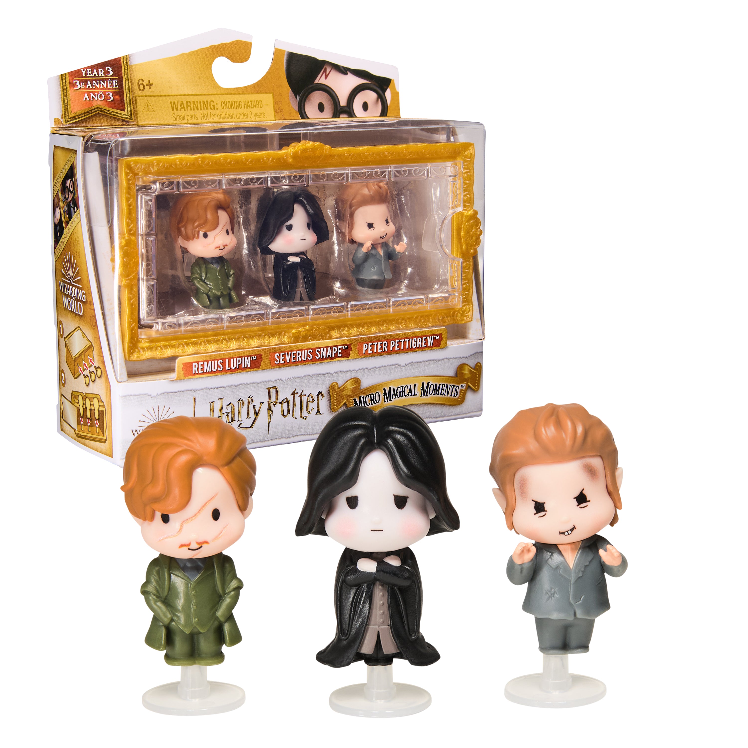 Wizarding World Harry Potter, Micro Magical Moments Year 3 Figure Set with Remus Lupin, Severus Snape, Peter Pettigrew & Display Case