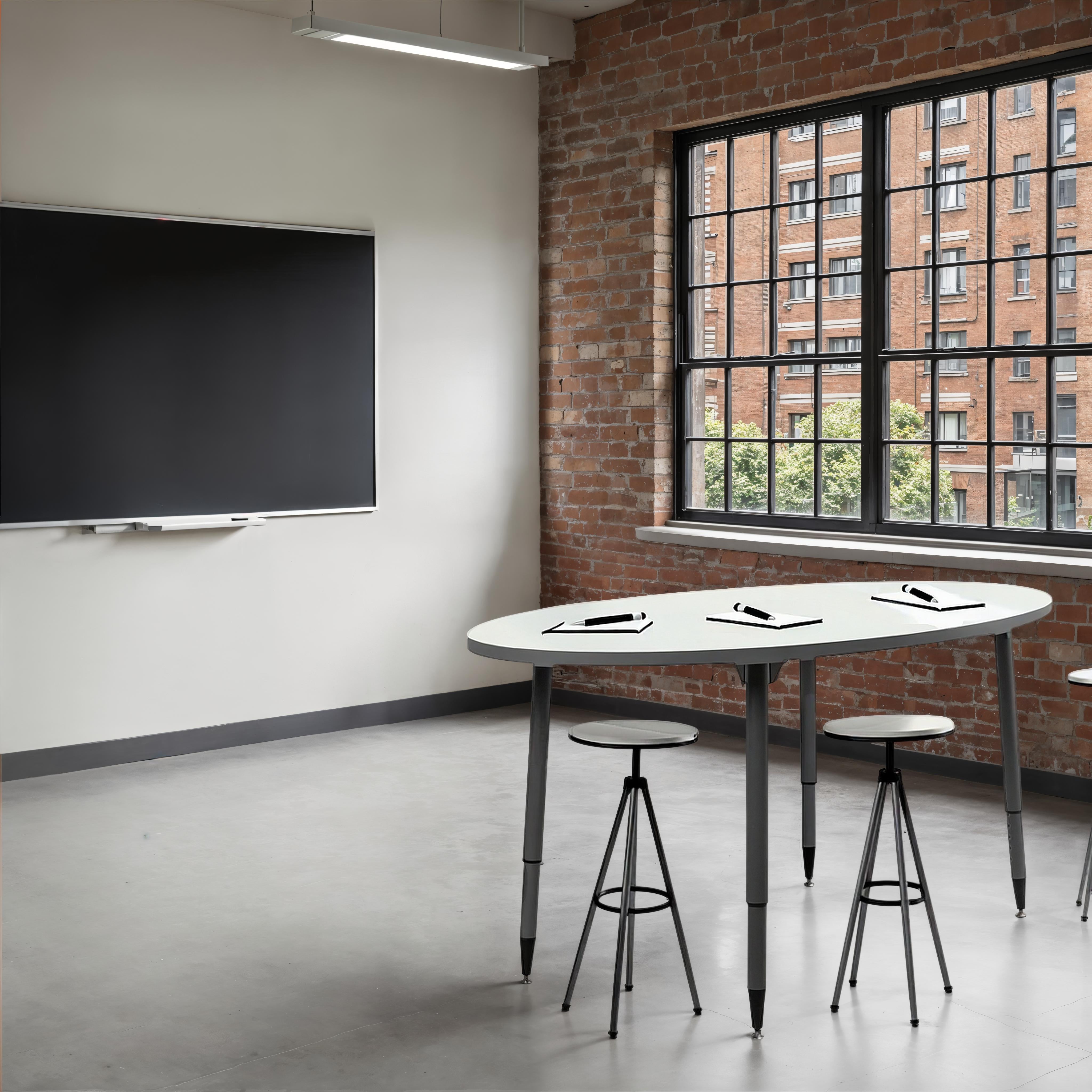 Adapte 30" x 60" Oval Dry-Erase Activity Table with Adjustable Tapered Legs - Whiteboard/North Sea