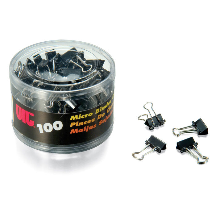 Binder Clips, Micro, 1/2"W, 5/32" Capacity, 100/Tub