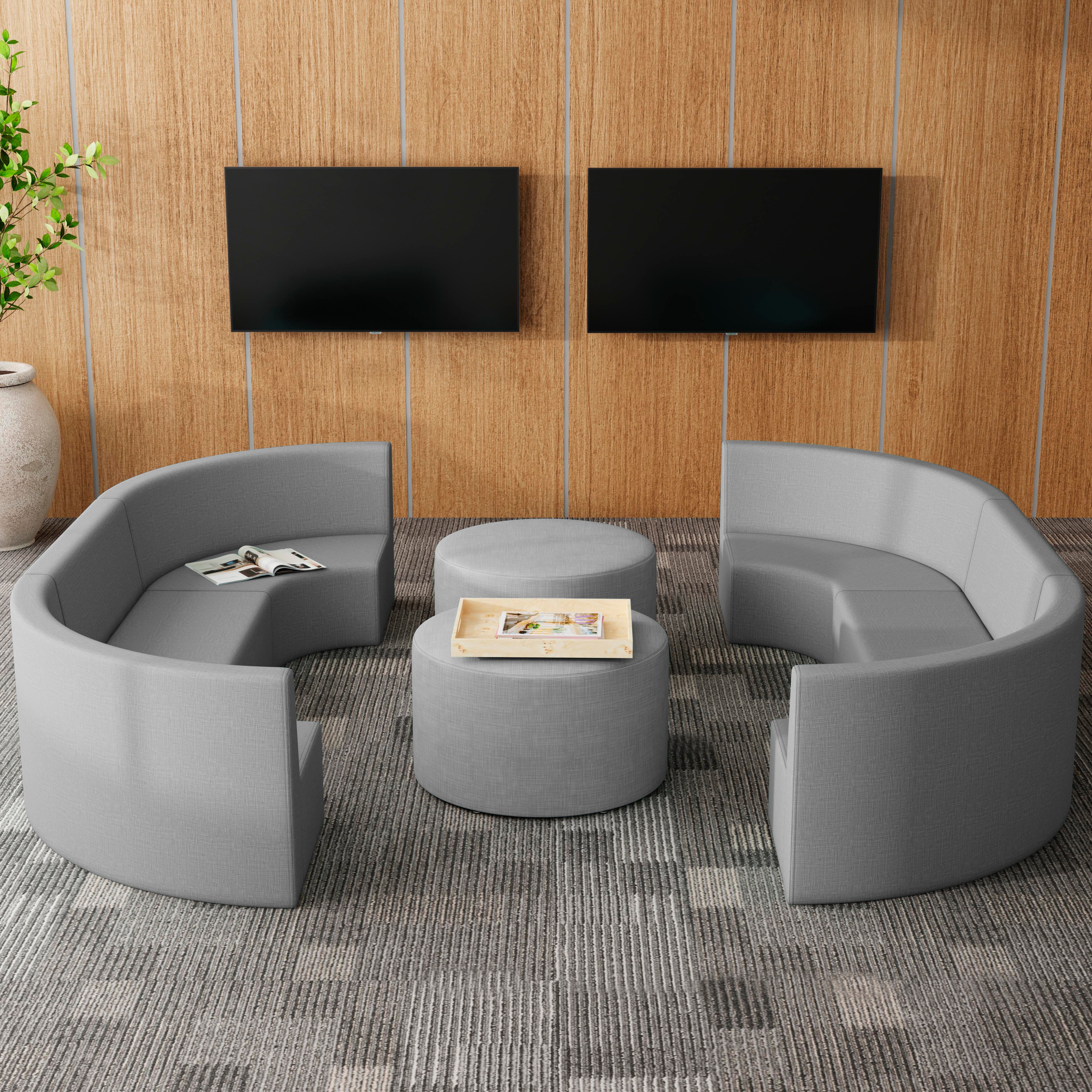 Pro Series Upholstered 30" Round Ottoman 18" Height - Slate Gray Crosshatch
