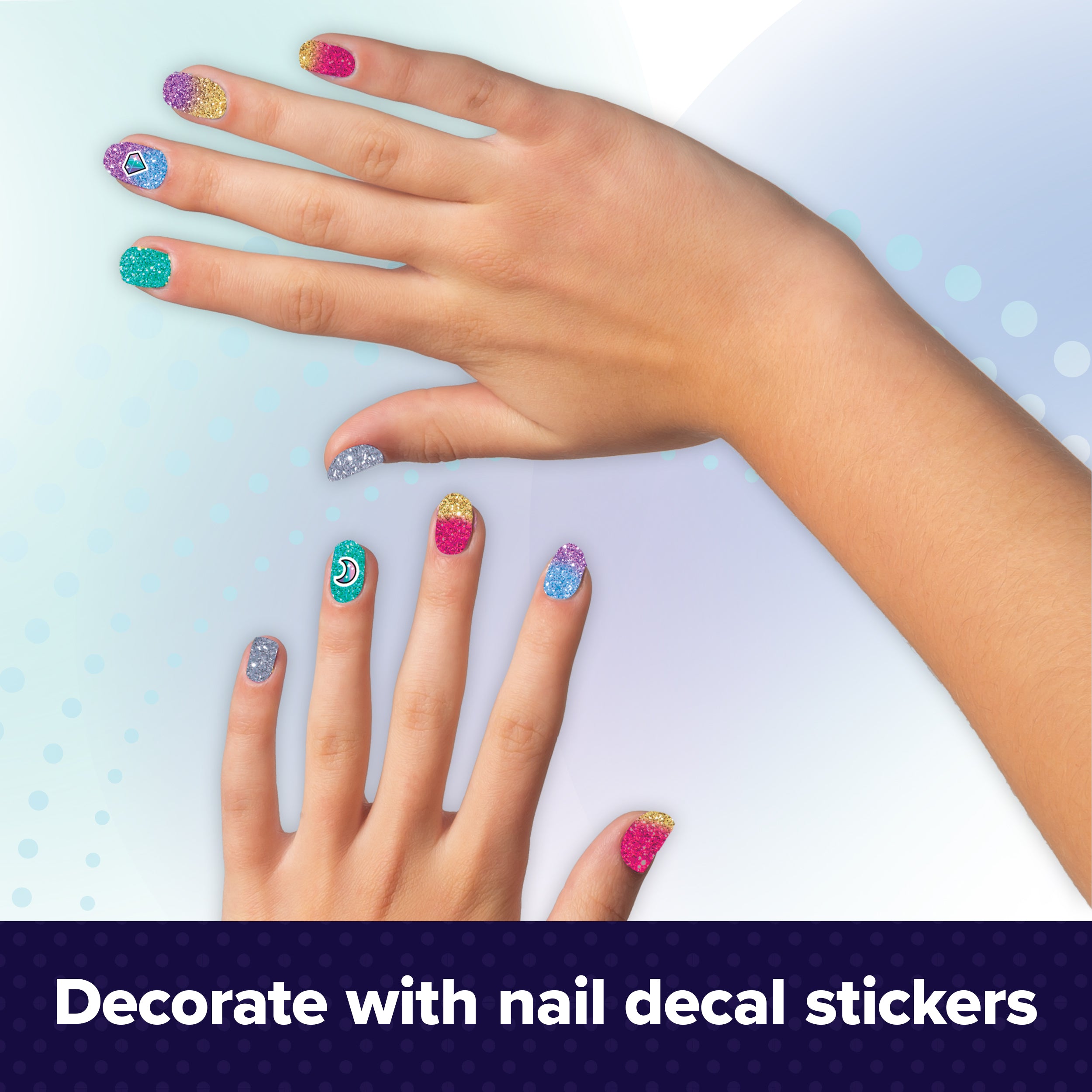 Cool Maker, Get Glitzy Glitter Nail Kit with 6 Colors & Stickers for 5 DIY Manicures Packaging May Vary, Arts and Crafts for Kids Ages 8 and up