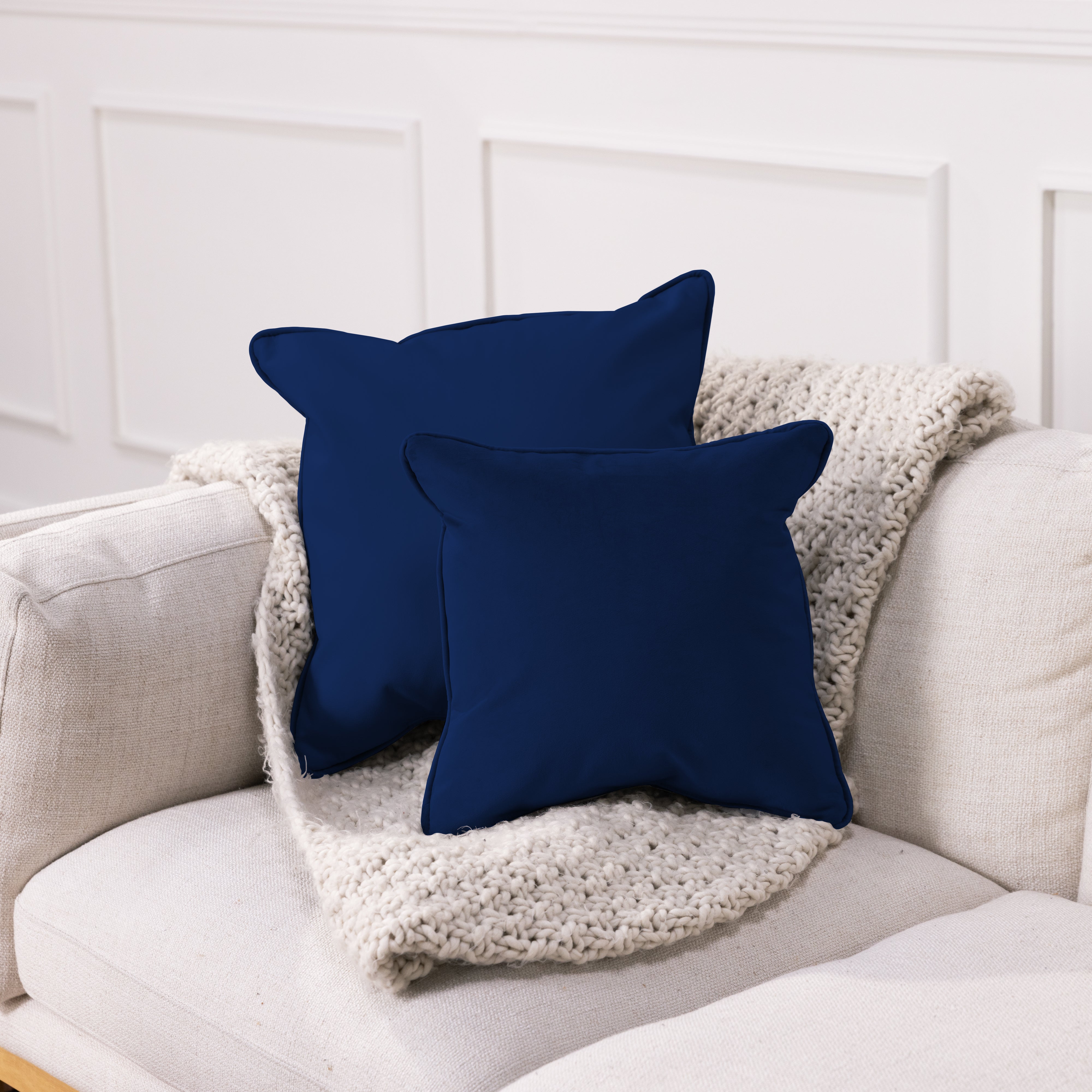 15" x 15" Square Microfiber and Faux Leather Pillow with Piping, 2-Piece - Eclipse
