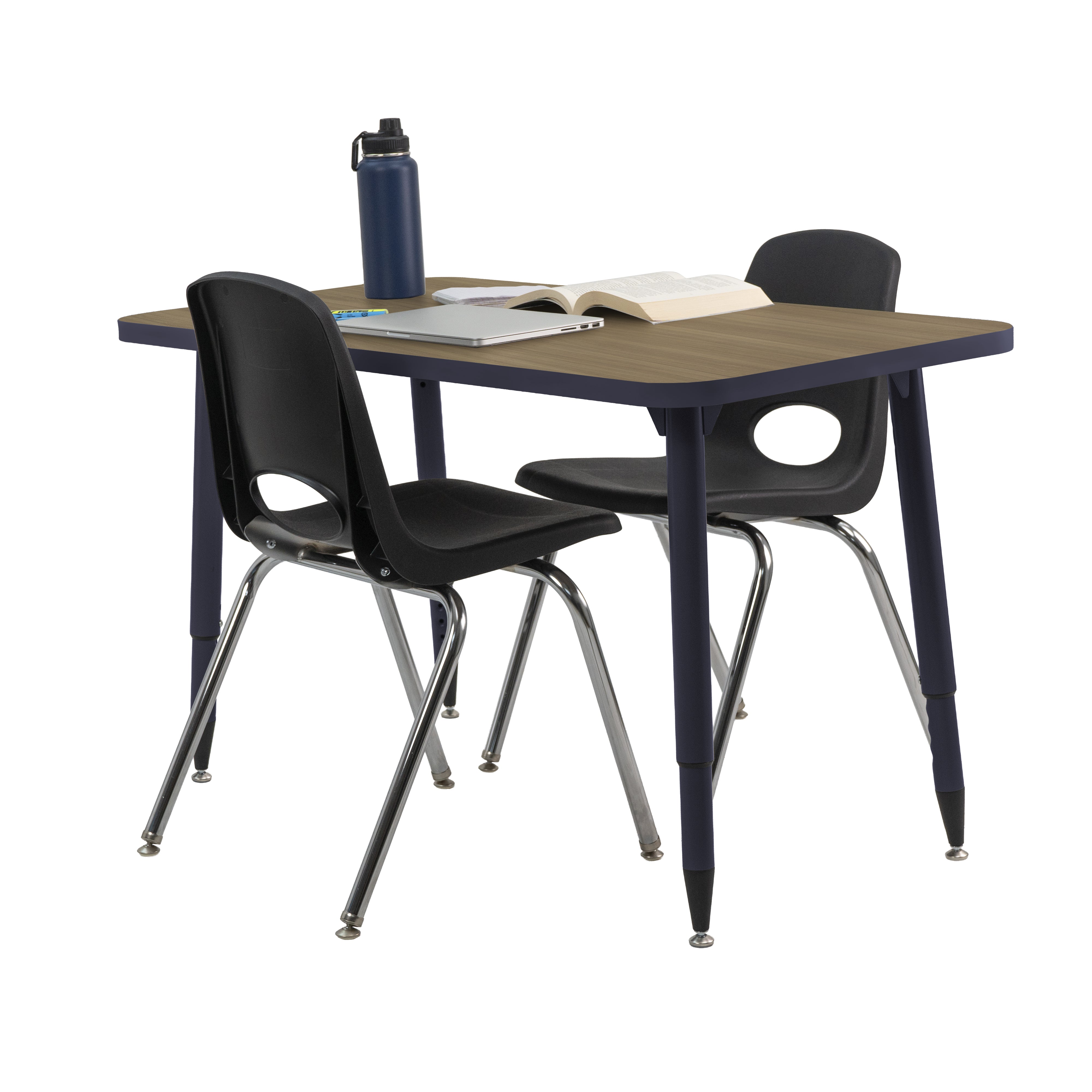 Adapte 24" x 48" Rectangle Thermofused Activity Table with Adjustable Tapered Legs - Pasadena Oak/Navy