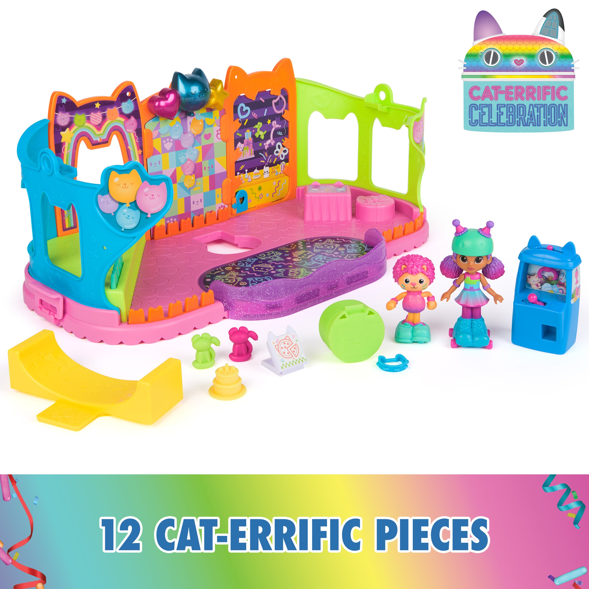 Gabby’s Dollhouse, Party Room Playset with Exclusive Toy Figures, Dollhouse Furniture, Accessories & Fidget Play, Kids Toys for Girls and Boys Ages 3+