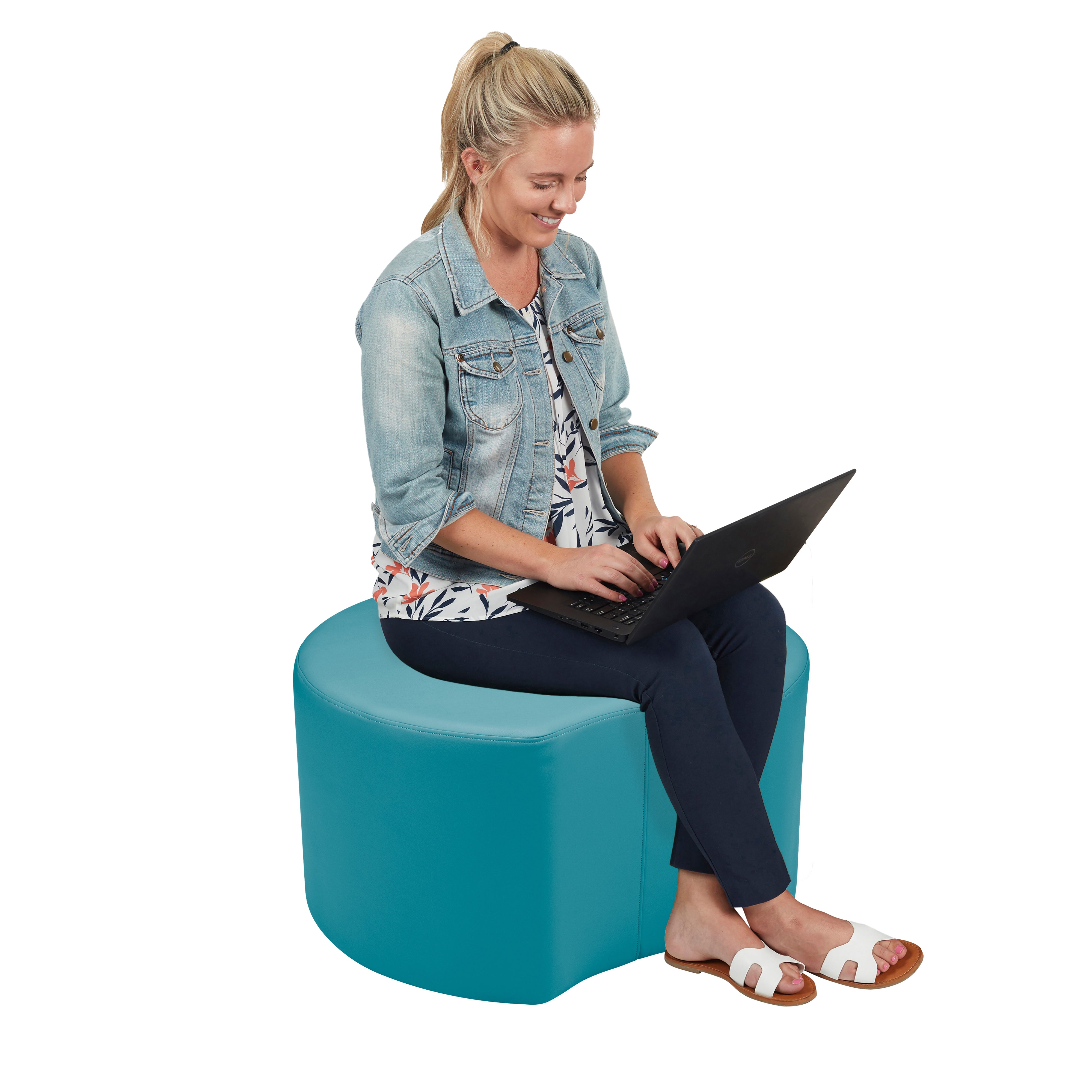 Pro Series Upholstered Crescent Ottoman 18" Height - Teal