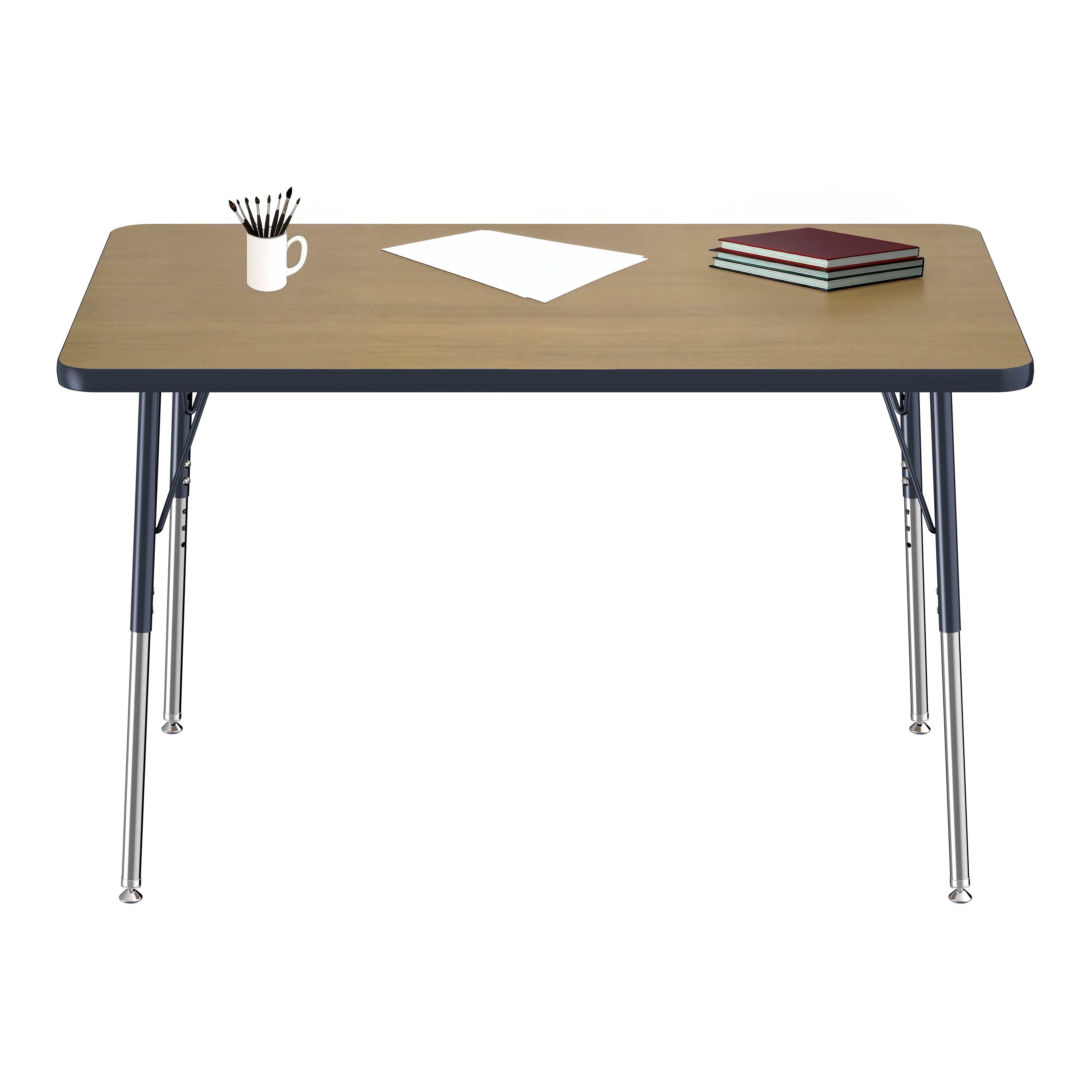 30" x 48" Rectangle T-Molding Activity Table with Adjustable Standard Swivel Glide Legs - Pasadena Oak/Navy