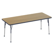 30" x 72" Rectangle T-Molding Activity Table with Adjustable Standard Ball Glide Legs - Pasadena Oak/Navy