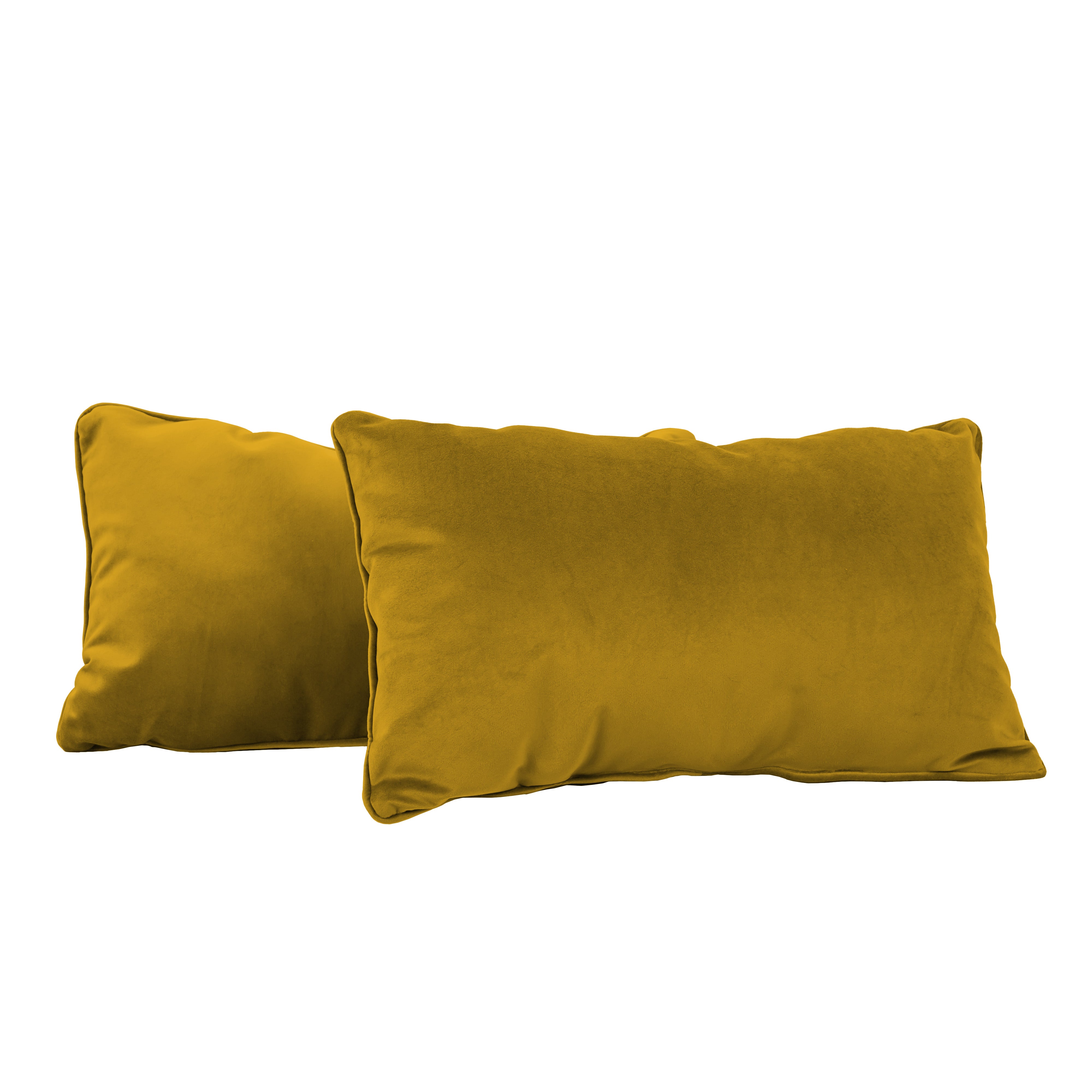 12" x 20" Rectangle Lumbar Microfiber and Faux Leather Pillow with Piping, 2-Piece - Dijon