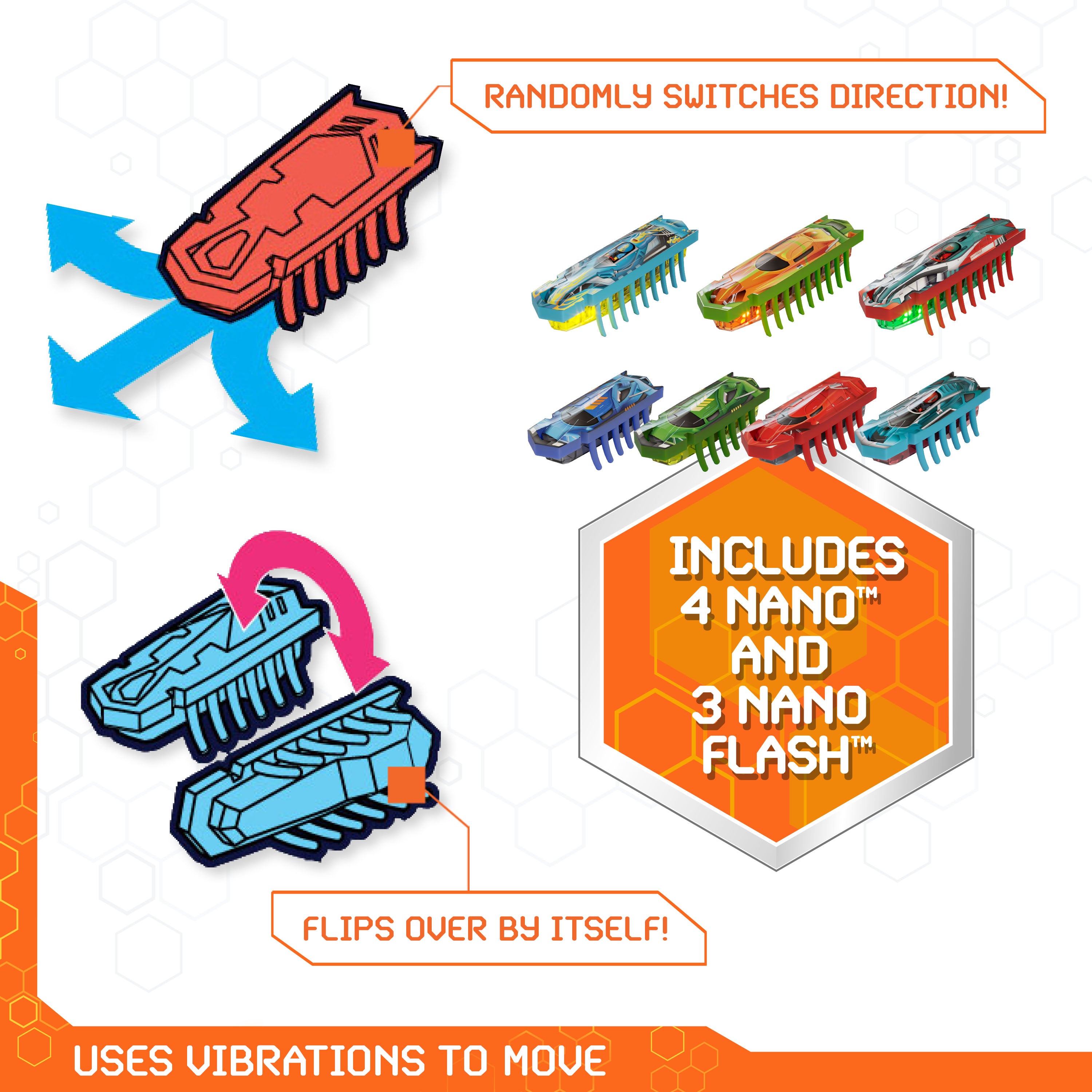 HEX BOTS Nanotopia, Sensory Toys for Kids & Cats with Over 130 Pieces & 7 Nano Bots, Toy Playsets & Mini Robot Toy for Kids Ages 3 & Up, Batteries Included