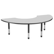 36" x 72" Half Moon Thermofused Activity Table with Adjustable Chunky Legs - Gray/Black
