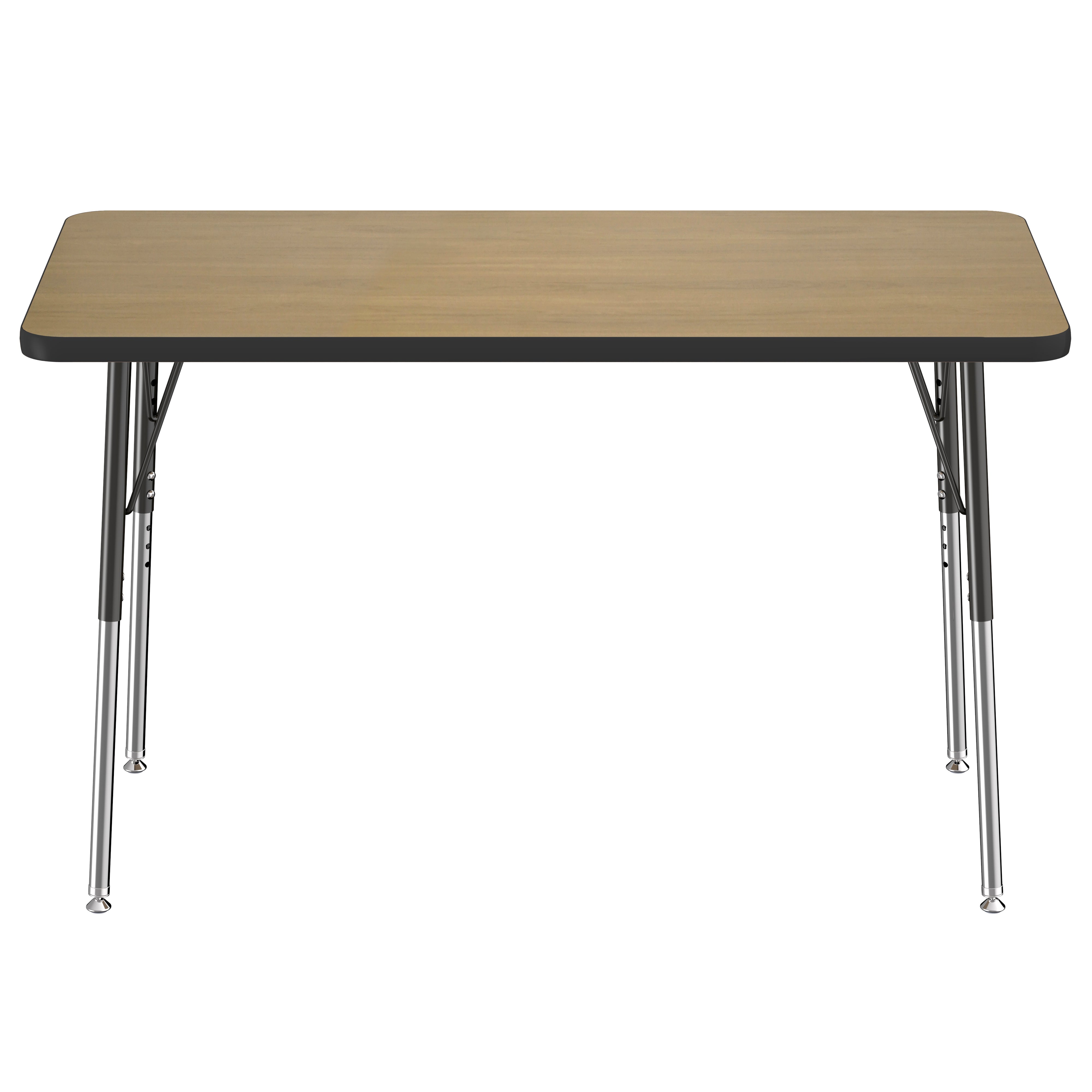 24" x 48" Rectangle T-Molding Activity Table with Adjustable Standard Swivel Glide Legs - Pasadena Oak/Black