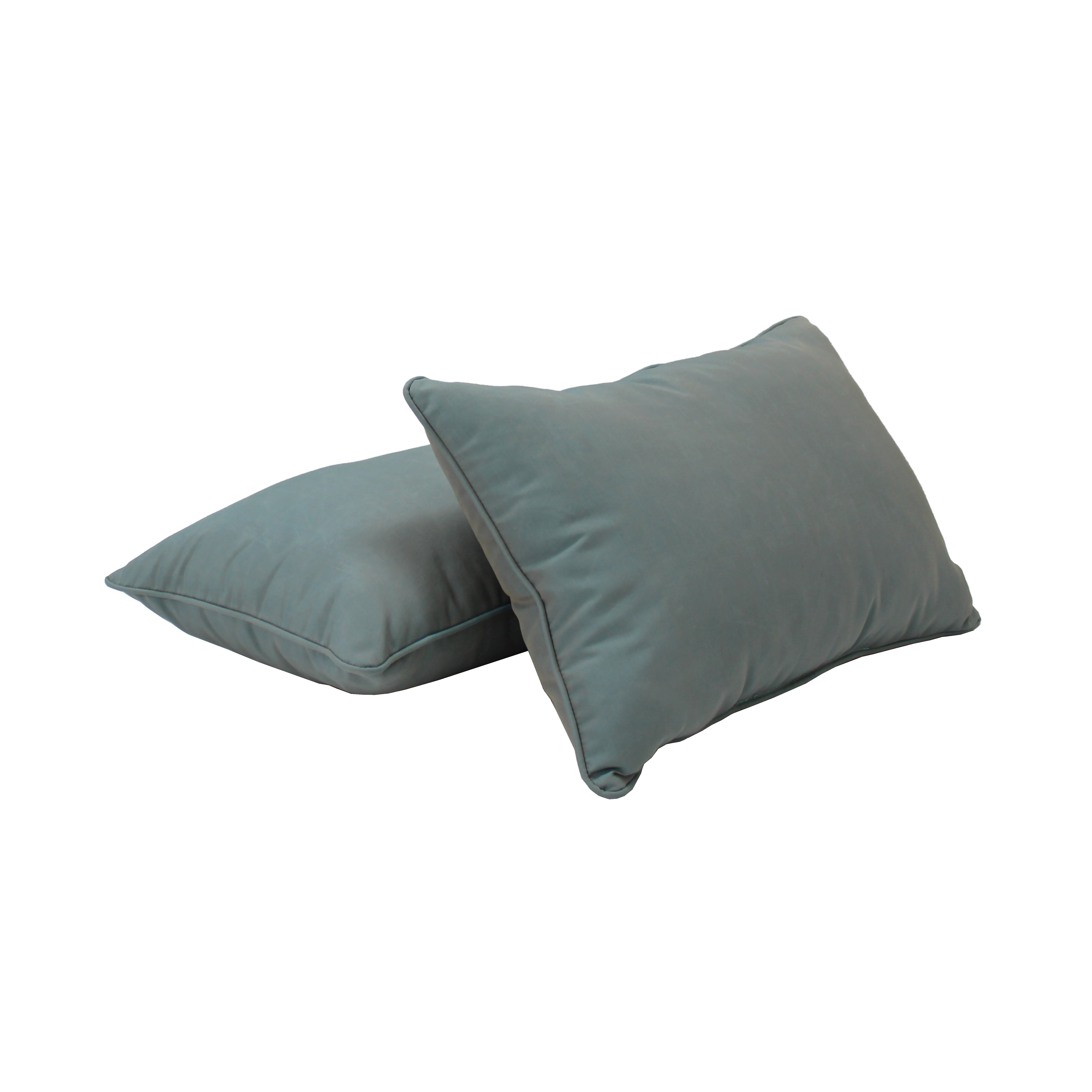 Presidio 12" x 20" Lumbar Indoor/Outdoor Pillow with Piping, 2-Piece - Dusty Turquoise