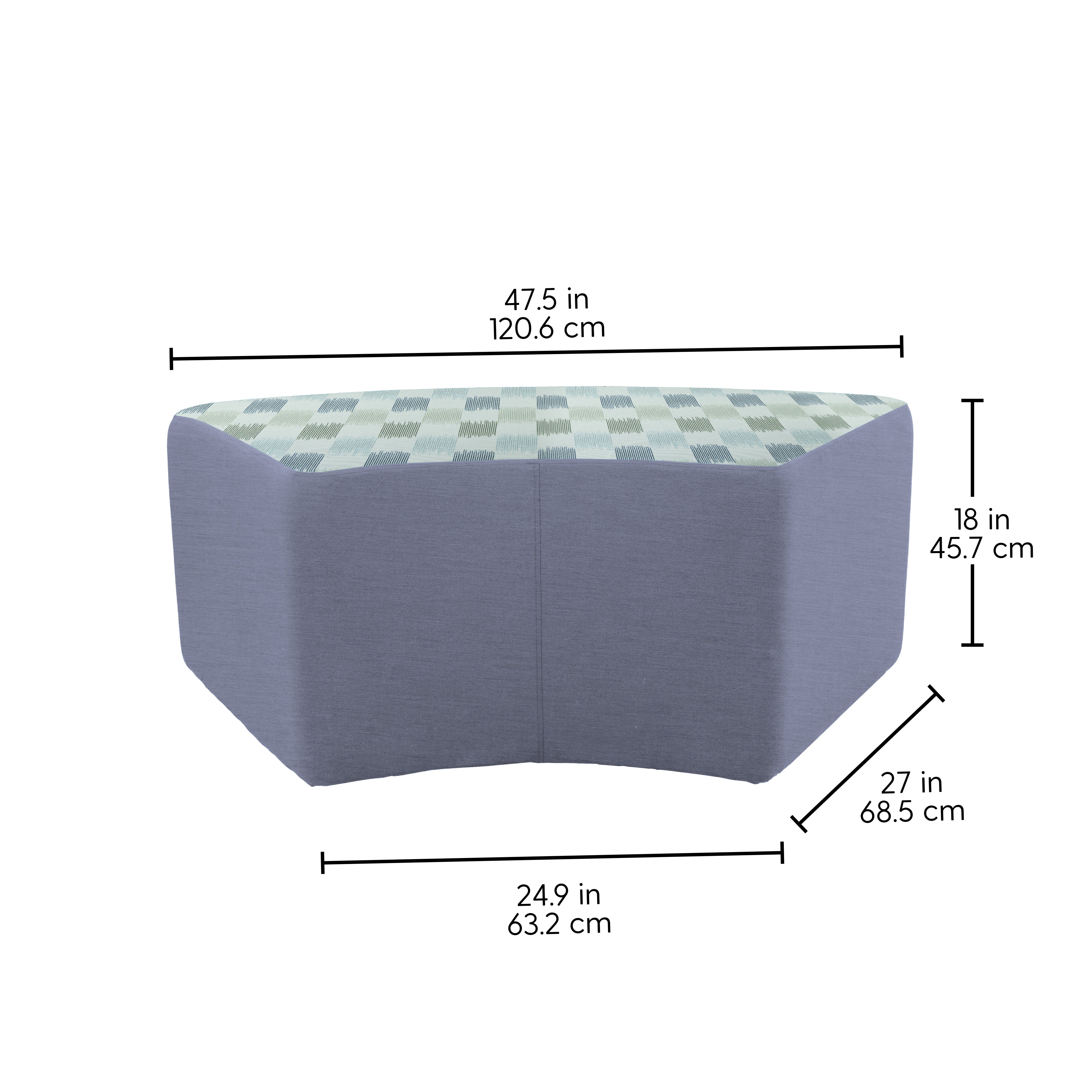 Outdoor 24" x 48" S-Curve Ottoman with Sunbrella, 18" H - Dream Mist/Canvas Haze