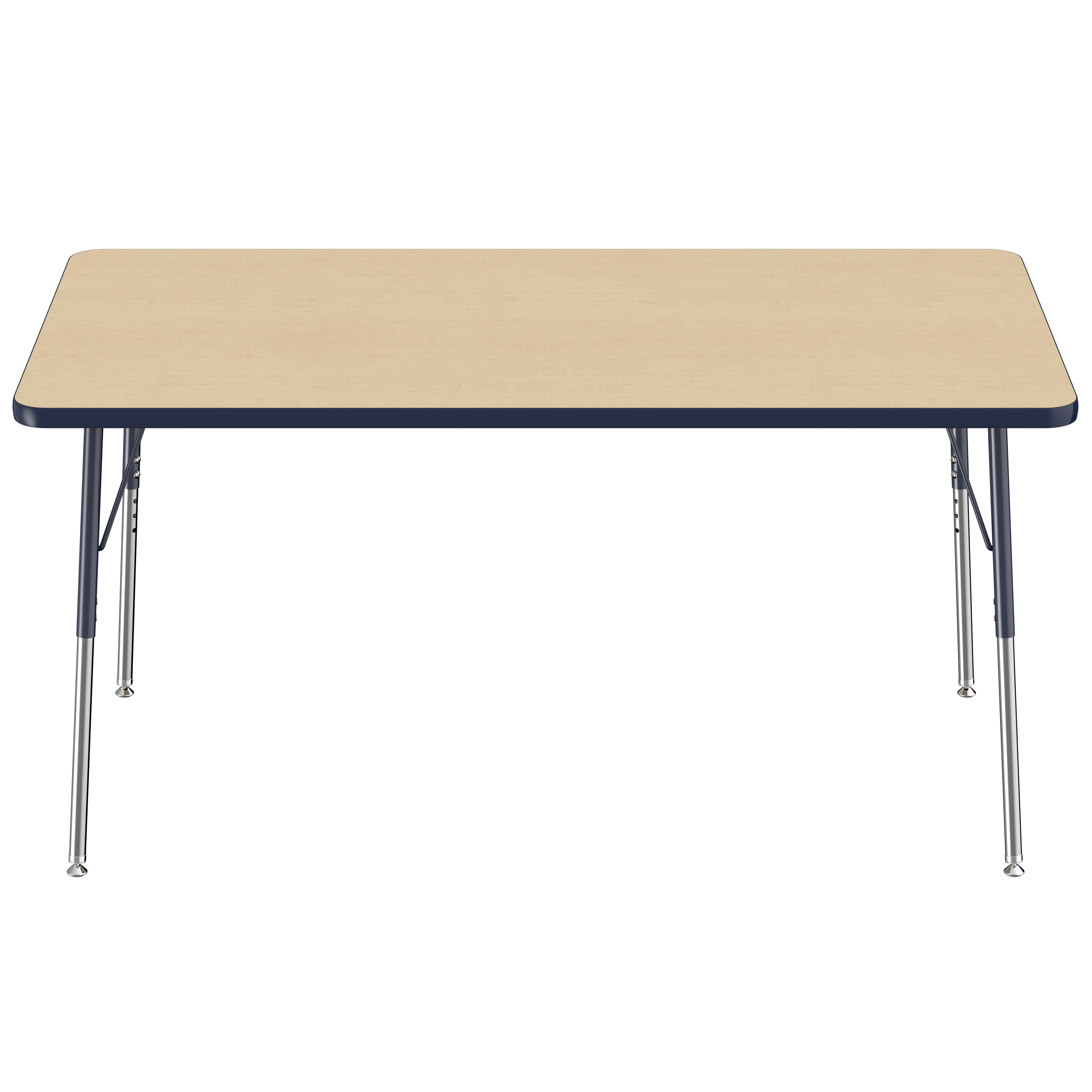 36" x 60" Rectangle T-Molding Activity Table with Adjustable Standard Swivel Glide Legs - Maple/Navy