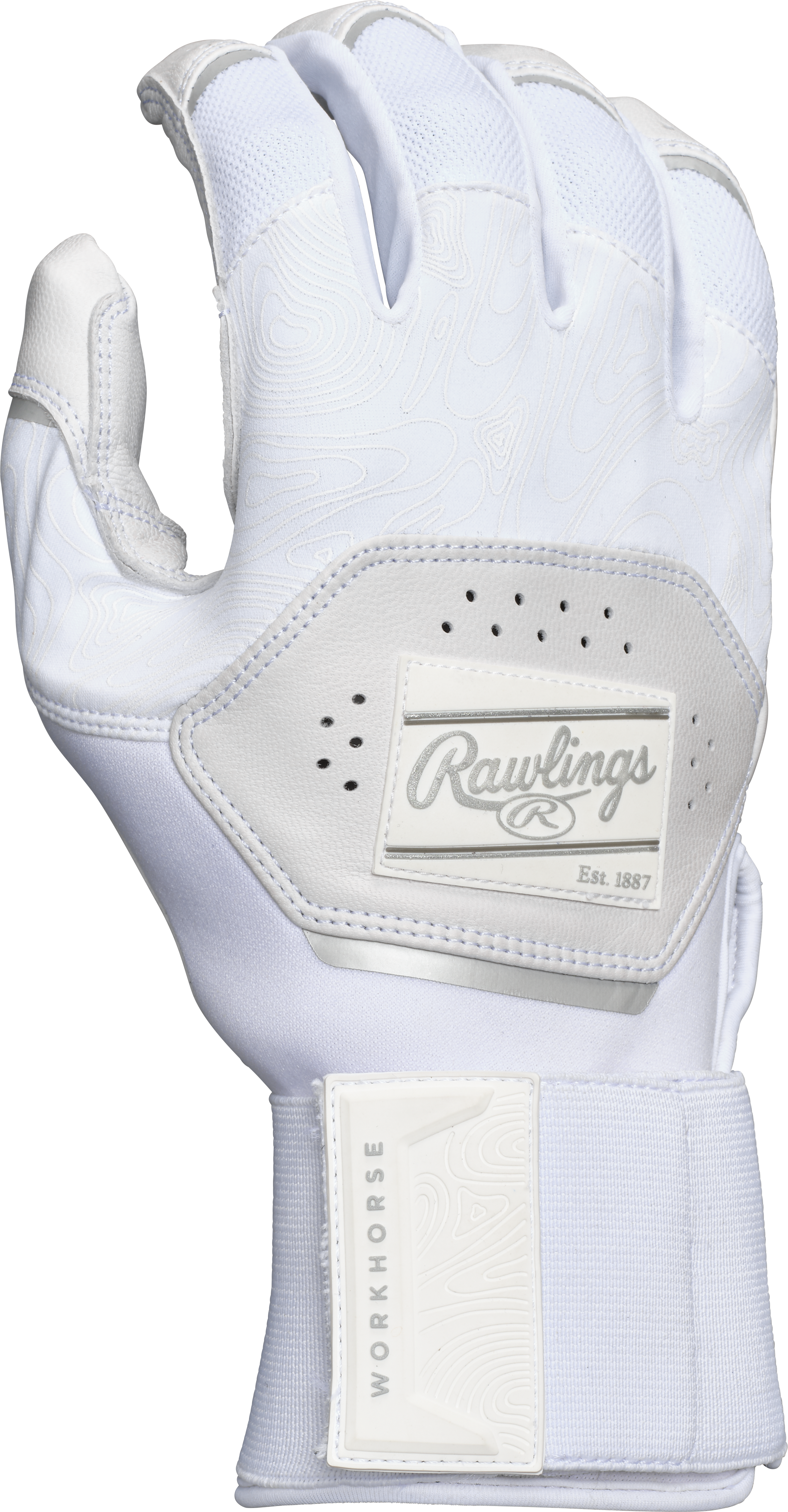 Rawlings Youth Workhorse Compression Strap Batting Gloves - Large - White