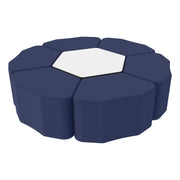 Pro Series Dry-Erase Hexagon Ottoman Table with Petal 18" Height Seating, 7-Piece Set - Navy/Whiteboard