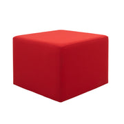 Outdoor 24" Square Ottoman with Sunbrella®, 18" H - Canvas Jockey Red