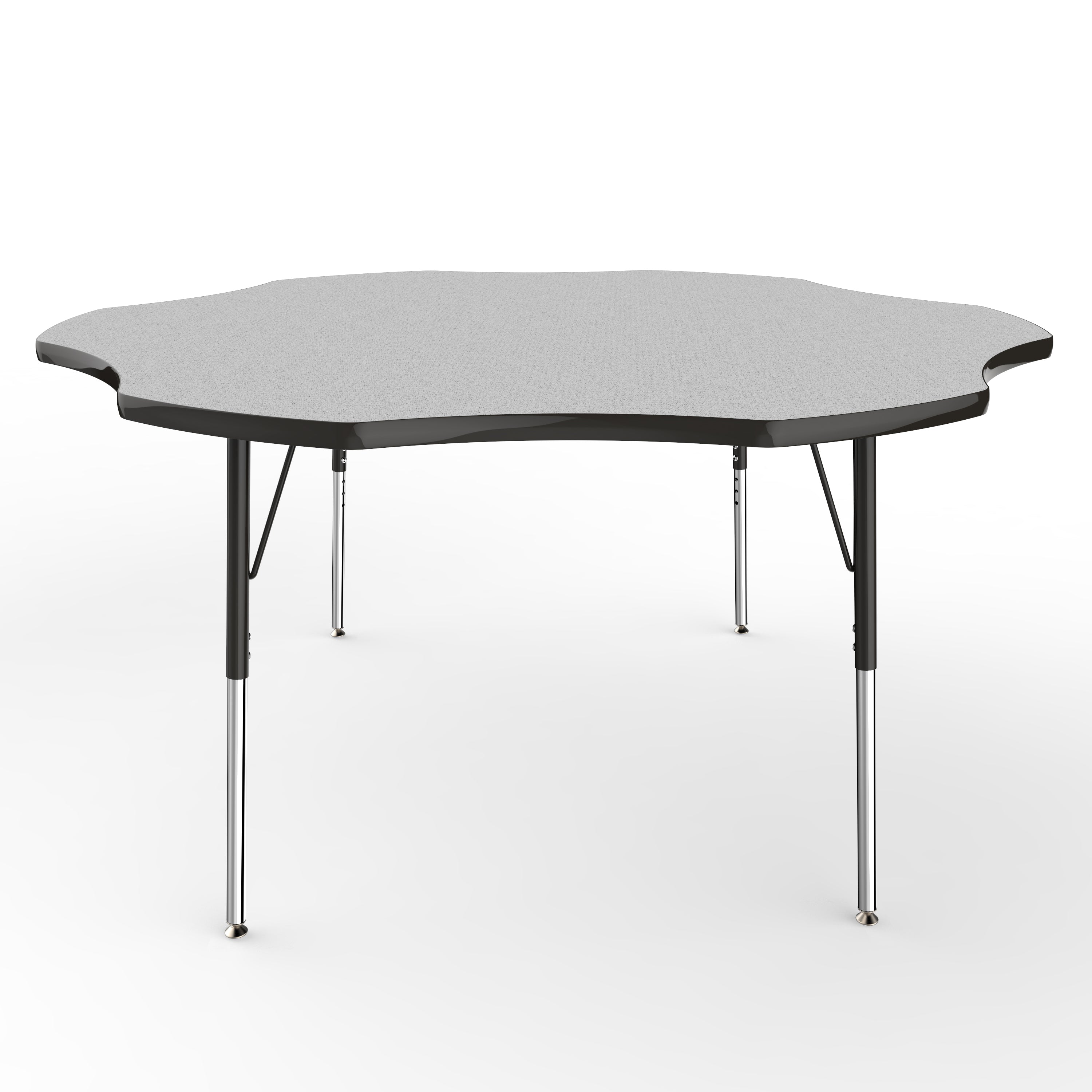 60" x 60" Flower T-Molding Activity Table with Adjustable Standard Swivel Glide Legs - Gray/Black