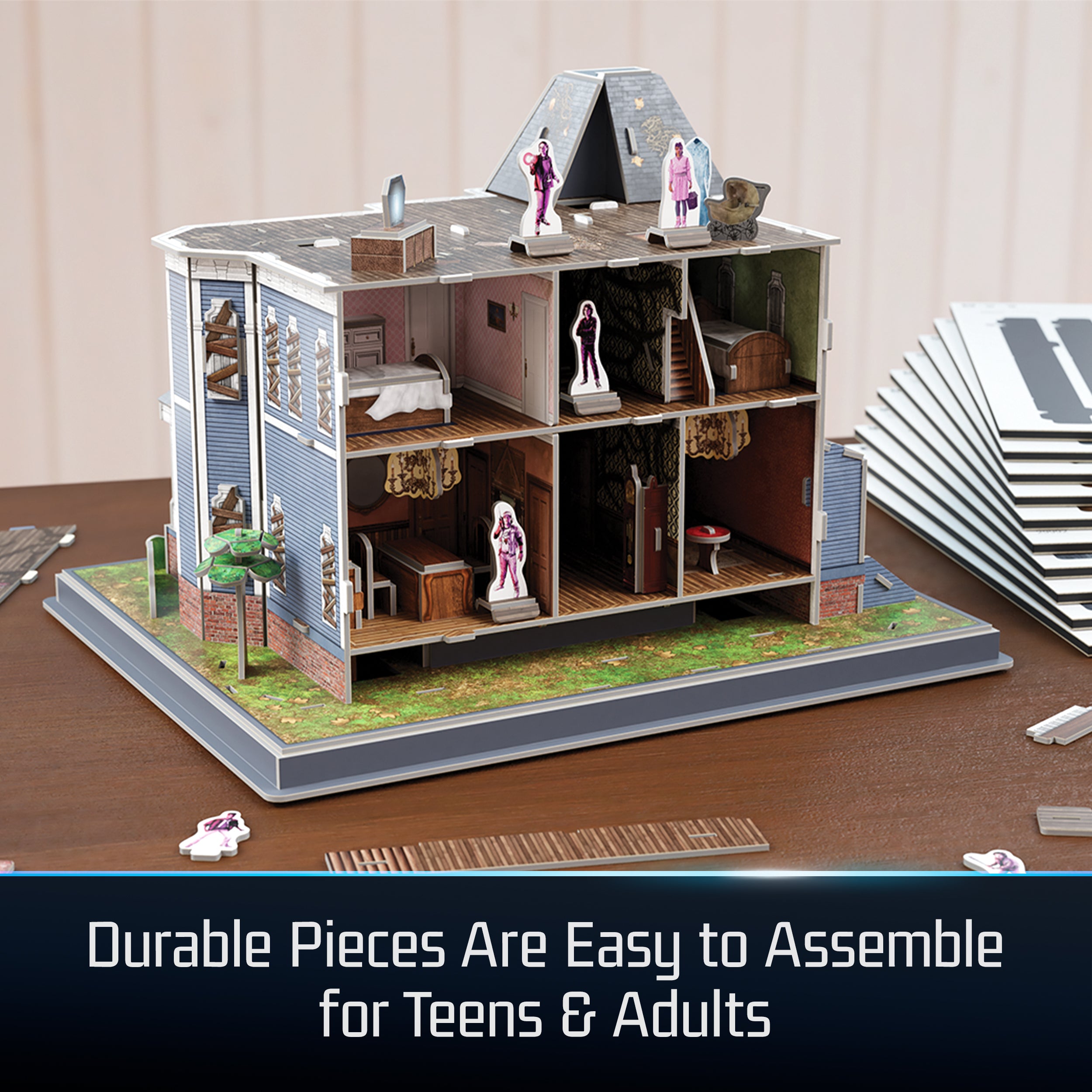 4D Build, Stranger Things Creel House 3D Model Kit with Stand, Stranger Things Collectibles & Desk Decor, Adult Puzzle, Building Toys, 3D Puzzles for Adults & Teens, 179 Pieces, for Ages 12 & Up