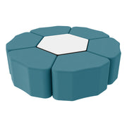 Pro Series Dry-Erase Hexagon Ottoman Table with Petal 18" Height Seating, 7-Piece Set - Teal/Whiteboard