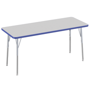 24" x 60" Rectangle T-Molding Activity Table with Adjustable Standard Swivel Glide Legs - Gray/Blue/Silver