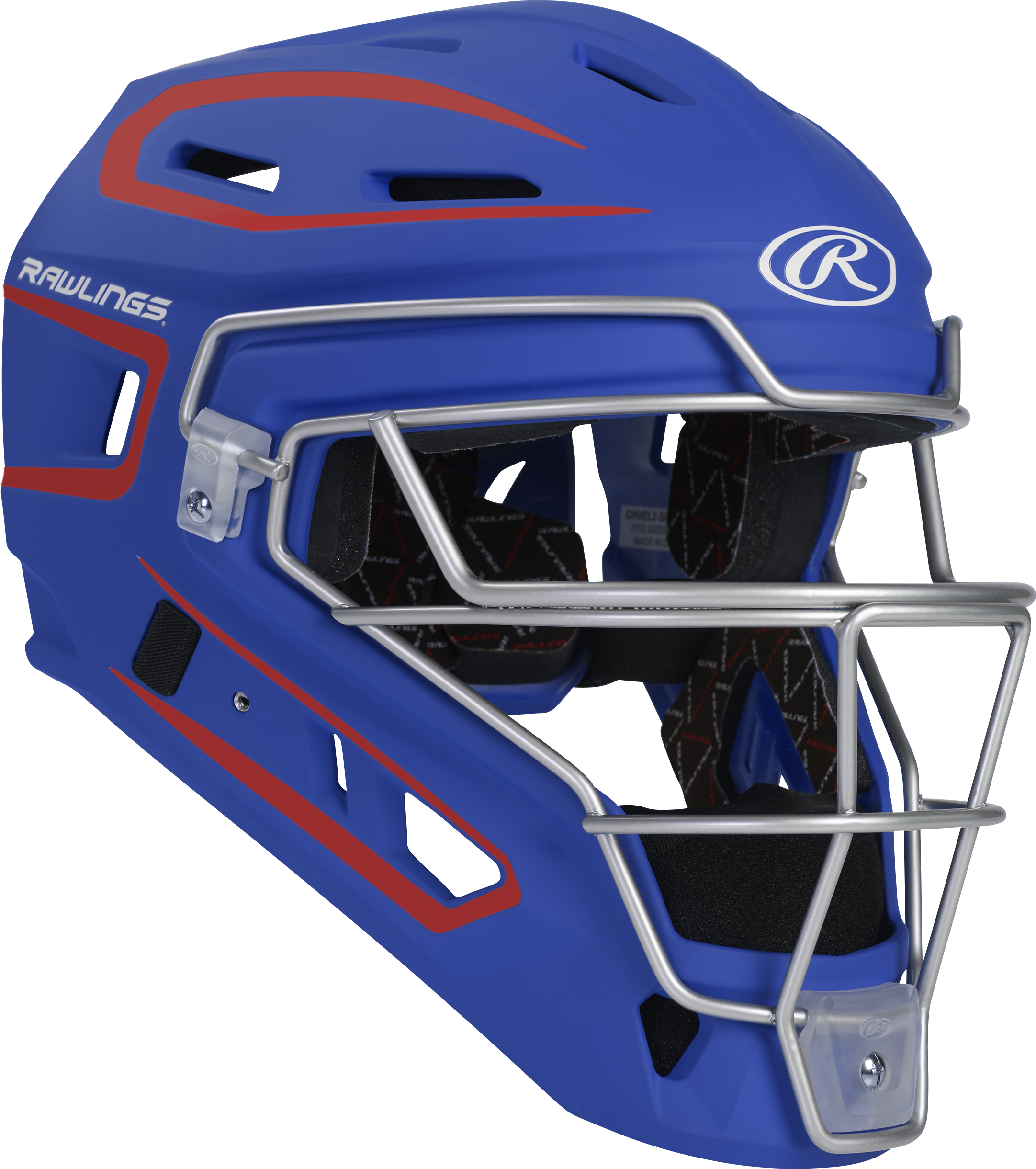 Rawlings Velo 2.0 Matte Junior Catchers Helmet - Royal/Scarlet
