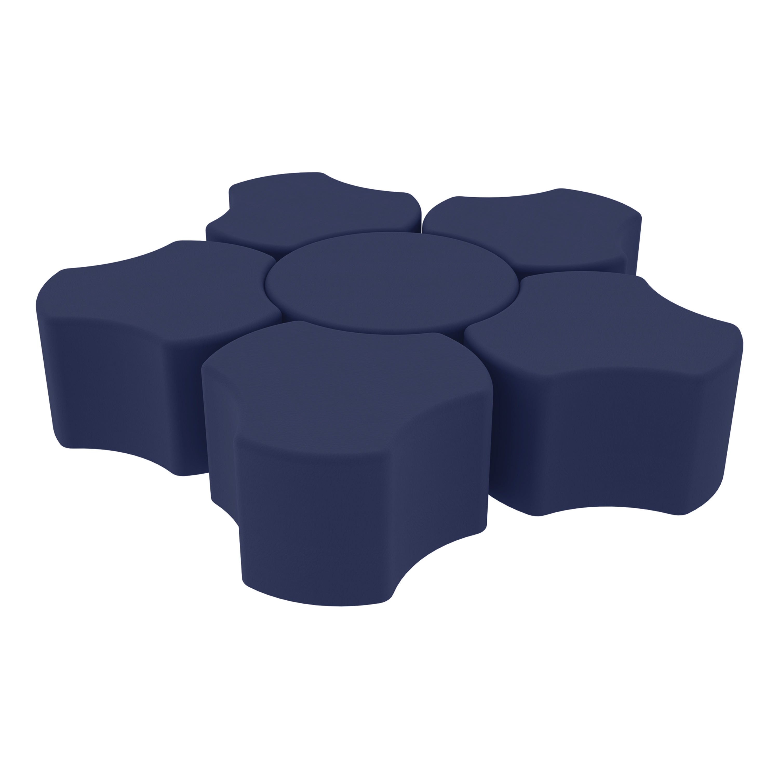Pro Series 18" Height Cog Ottoman Set, 6-Piece - Navy