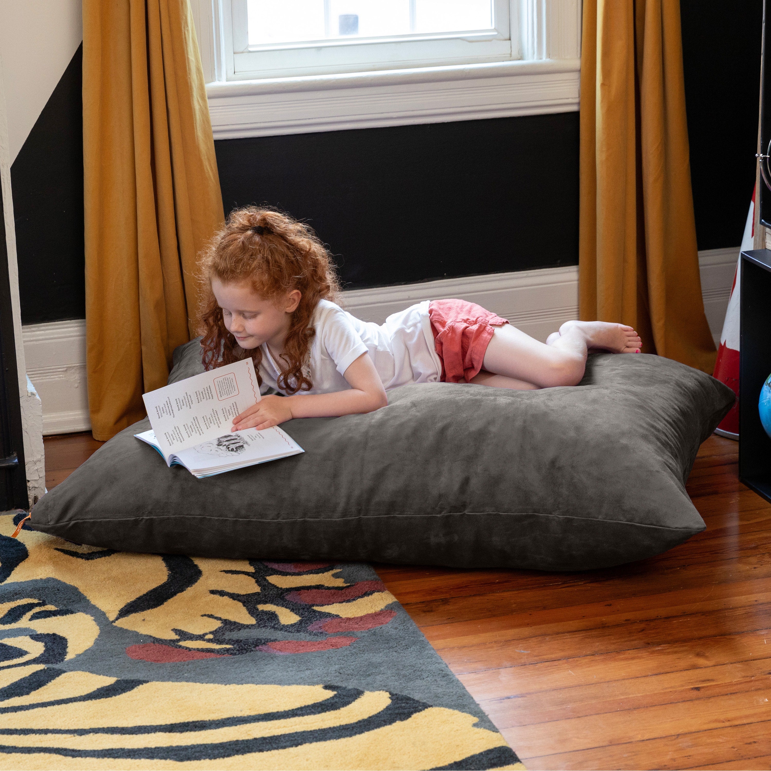 Jaxx 3.5 Ft Pillow Saxx Kids Bean Bag, Charcoal