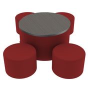 Pro Series 30" Round Ottoman Table with Round 12" H Seating, 5-Piece Set - Crimson/Cosmic Strandz