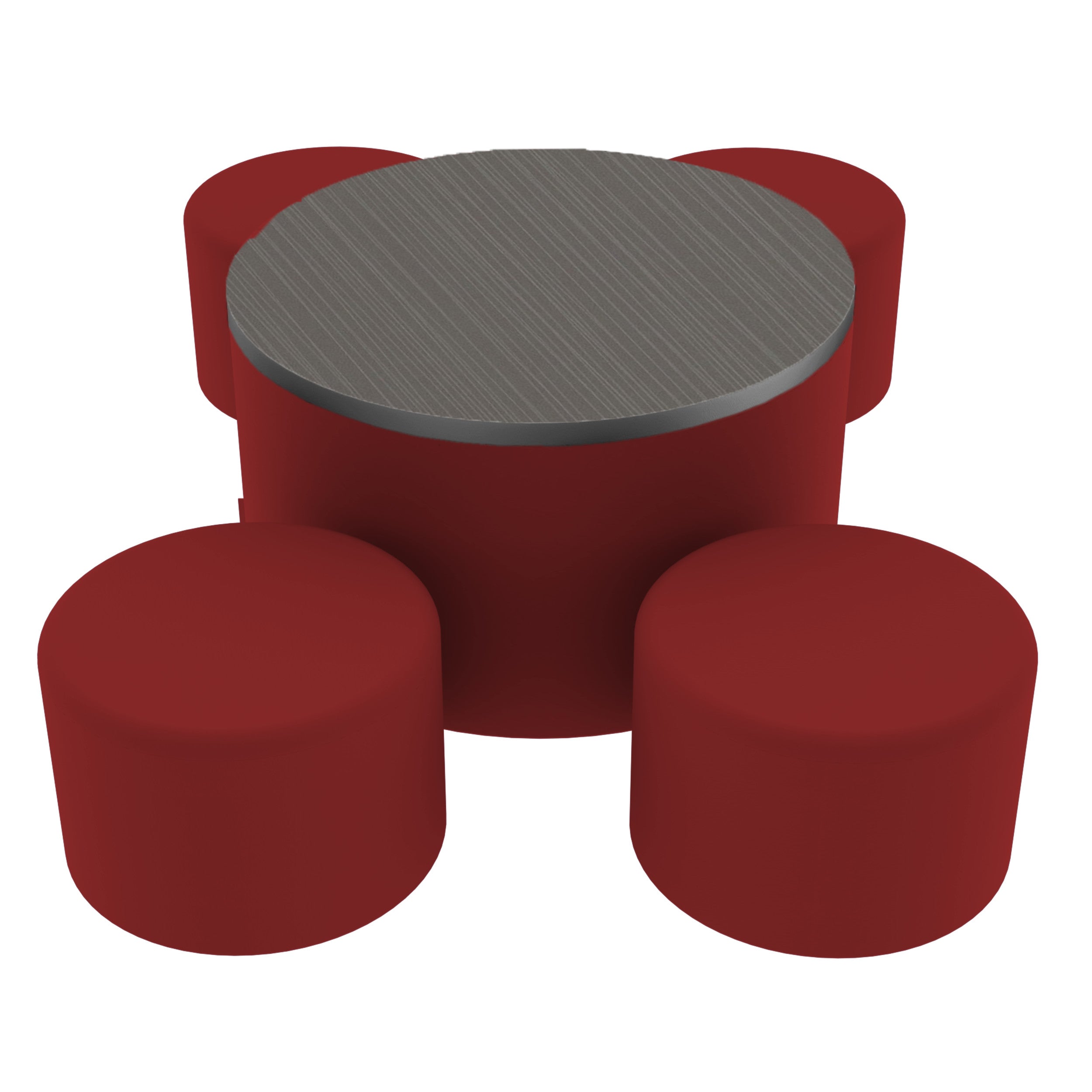 Pro Series 30" Round Ottoman Table with Round 12" H Seating, 5-Piece Set - Crimson/Cosmic Strandz