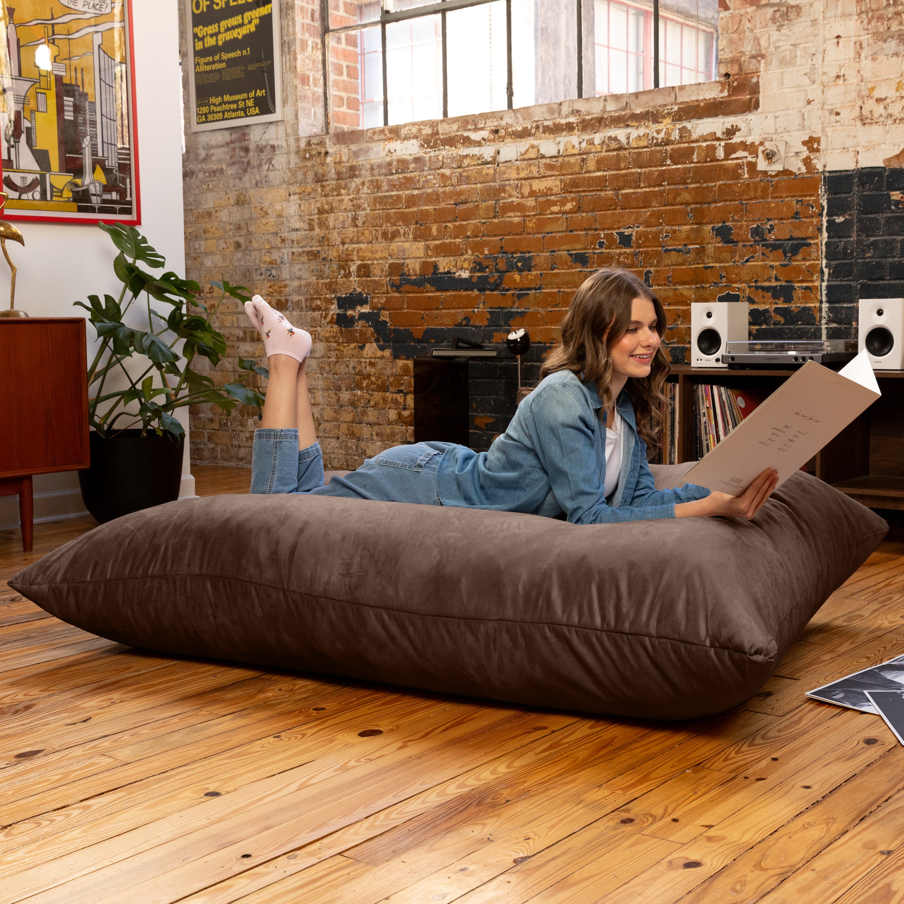 Jaxx Pillow Saxx 5.5-Foot - Huge Bean Bag Floor Pillow and Lounger, Chocolate