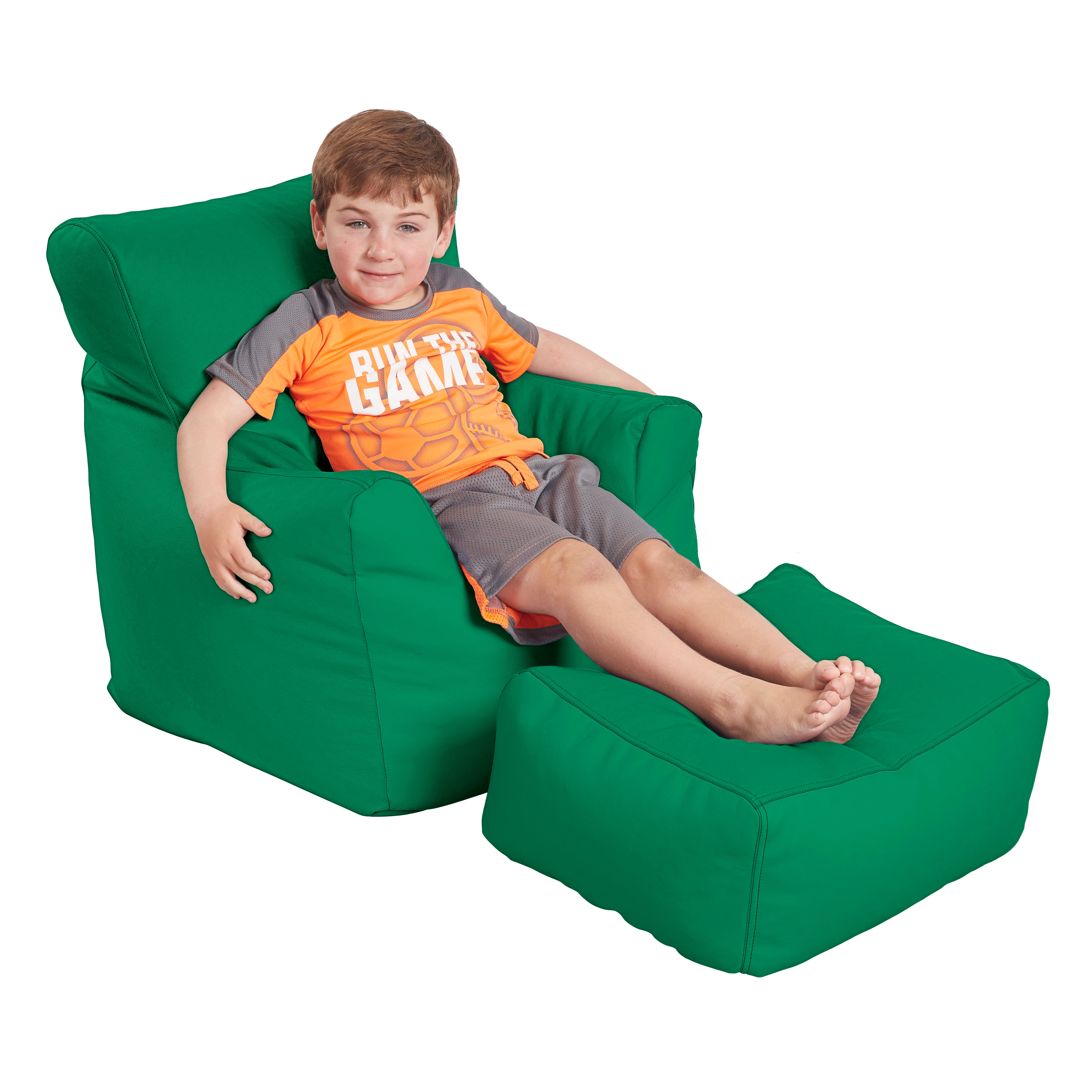 SoftScape Bean Bag Chair and Ottoman - Green