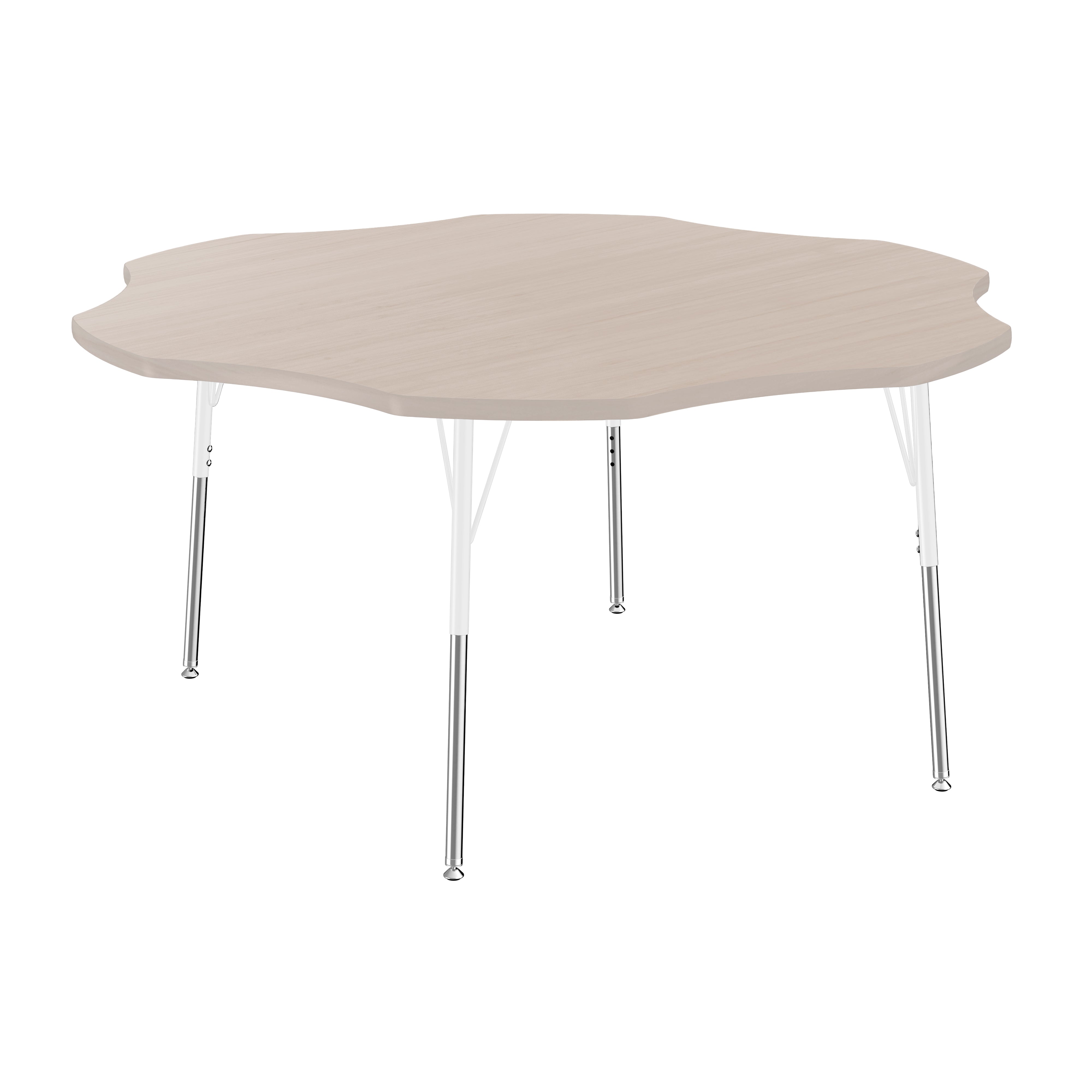 60" Flower Thermofused Woodgrain Activity Table with Standard Legs - Asian Sand/White