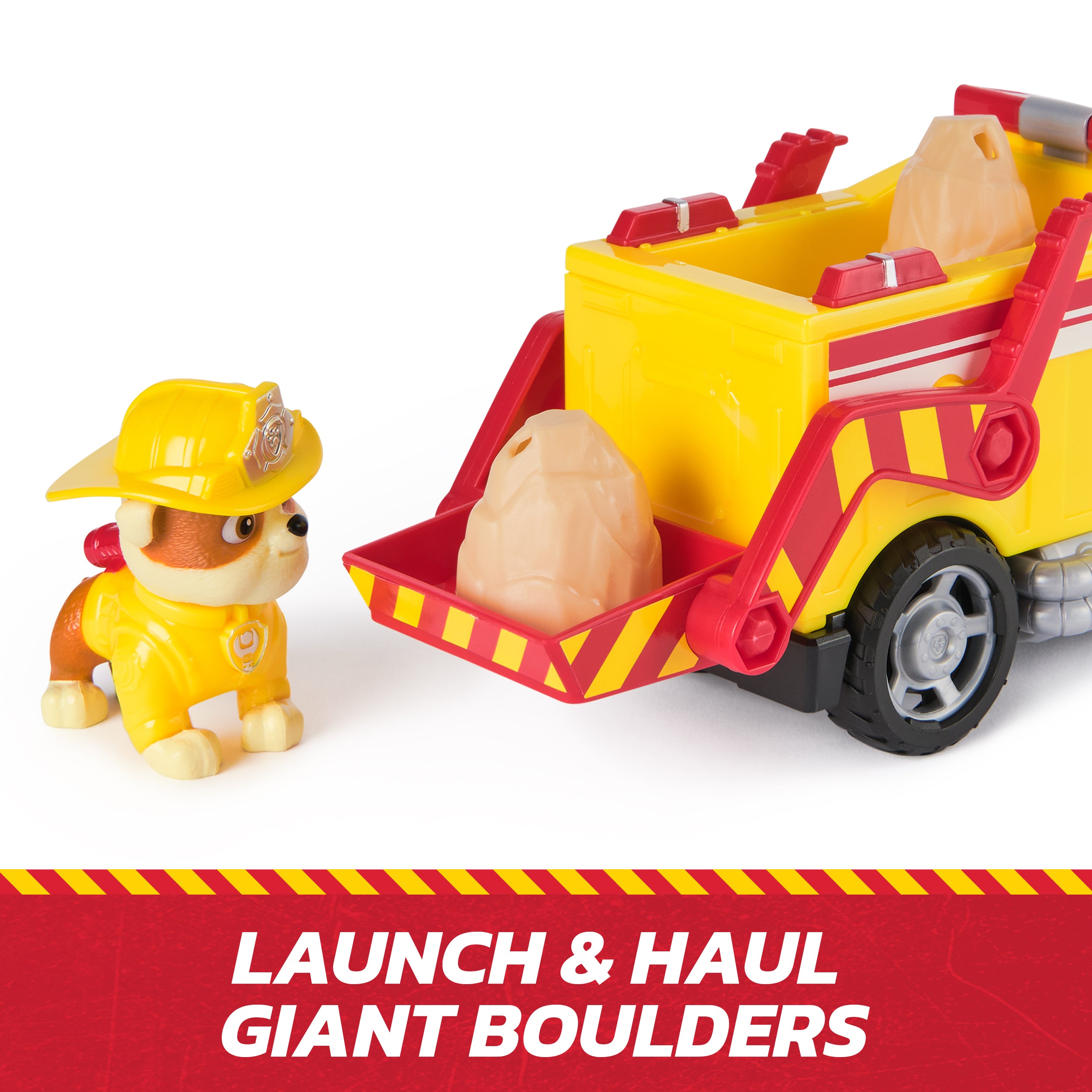 PAW Patrol Fire Rescue: Rubble Rescue Fire Dump Truck with Action Figure, Projectiles, and Toy Truck, Kids Toys for Boys & Girls Ages 3 and Up