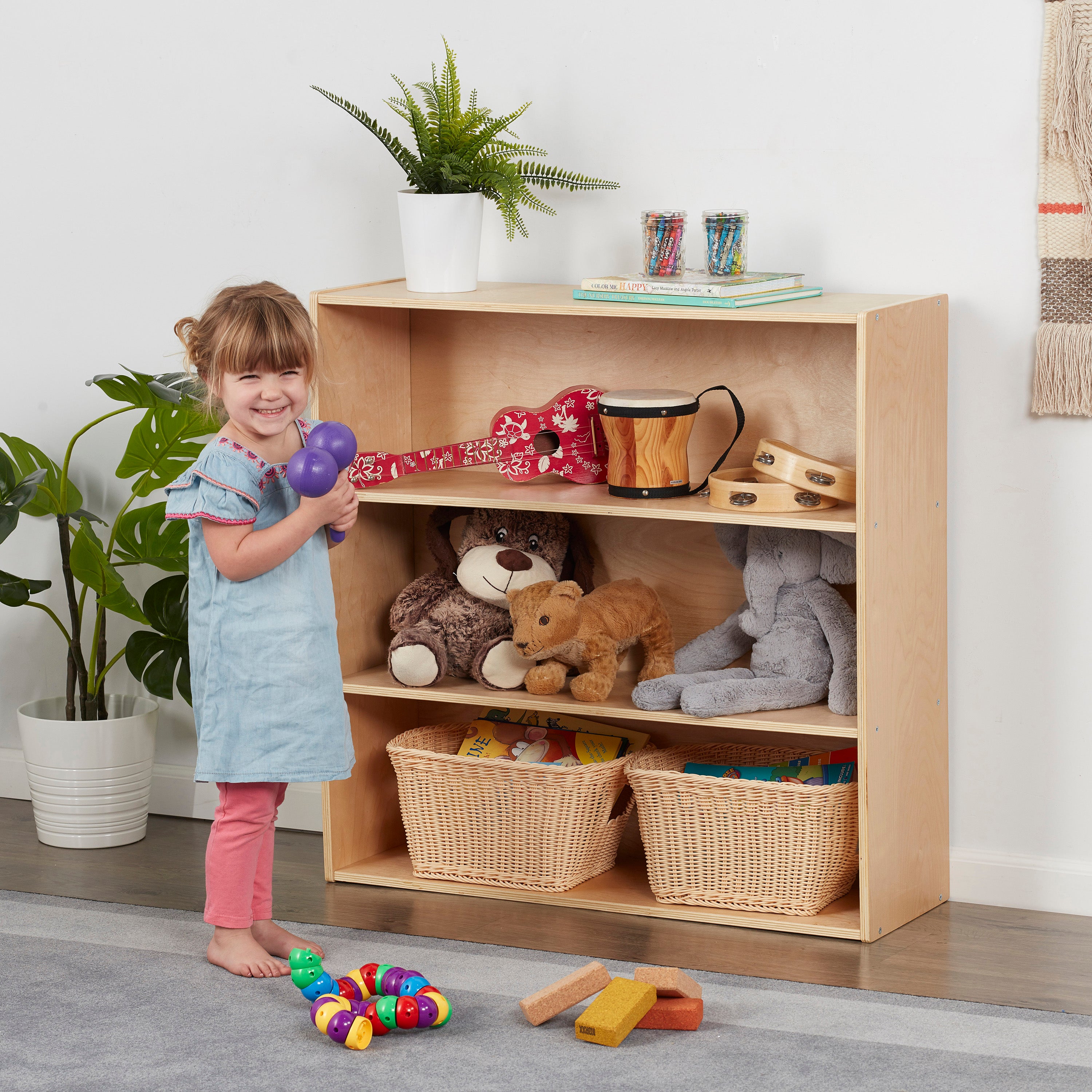 Streamline 3-Shelf Storage Cabinet with Back 36in H - Natural