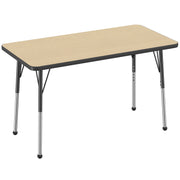 24" x 48" Rectangle Thermofused Activity Table with Adjustable Standard Ball Glide Legs - Maple/Black