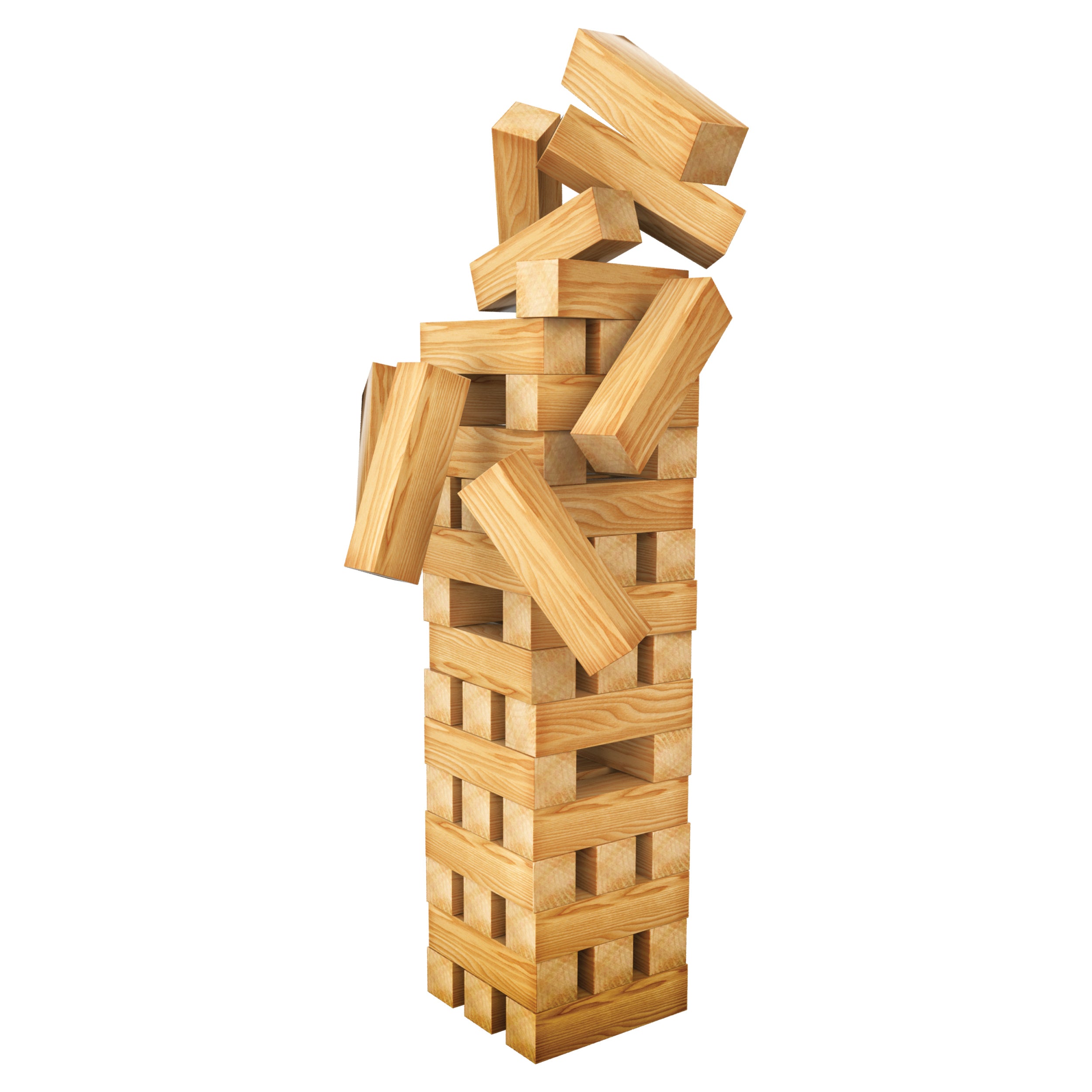 Jumbling Tower Party Game with 48 Wood Blocks, for Families and Kids Ages 8 and up