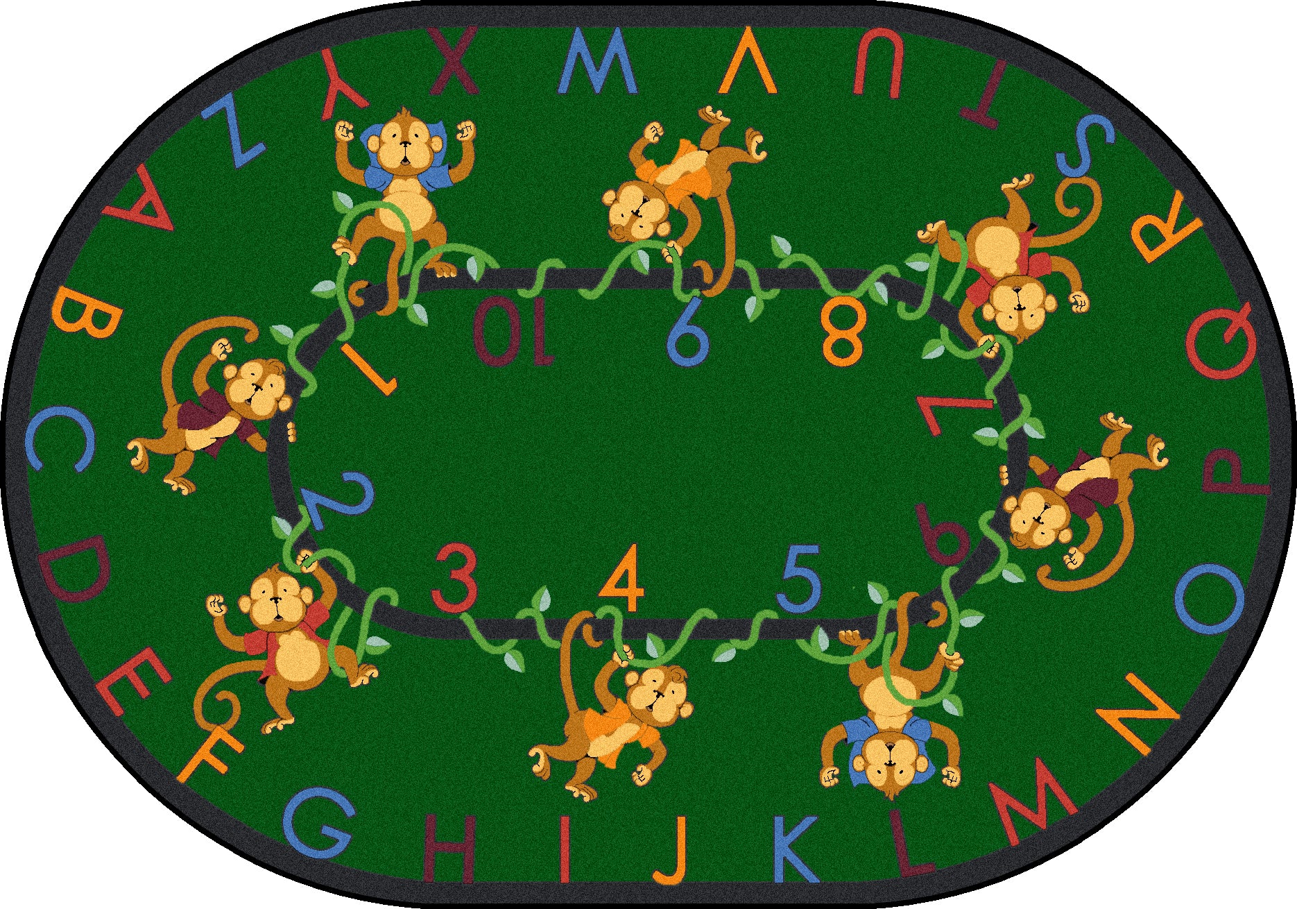 Monkey Business 10'9" x 13'2" Oval area rug in color Green