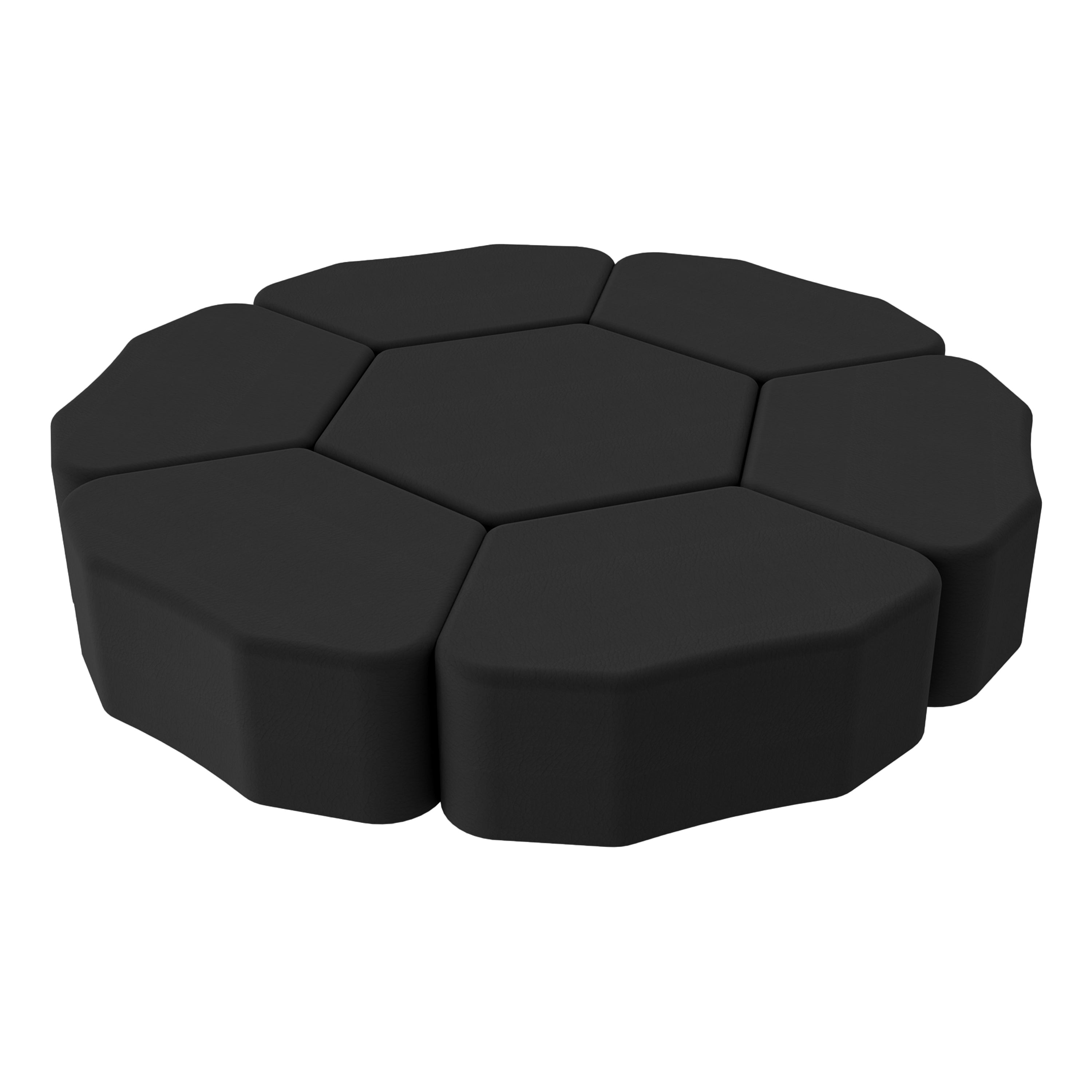 Pro Series Upholstered Bloom Ottoman 12" Height, 7-Piece - Black