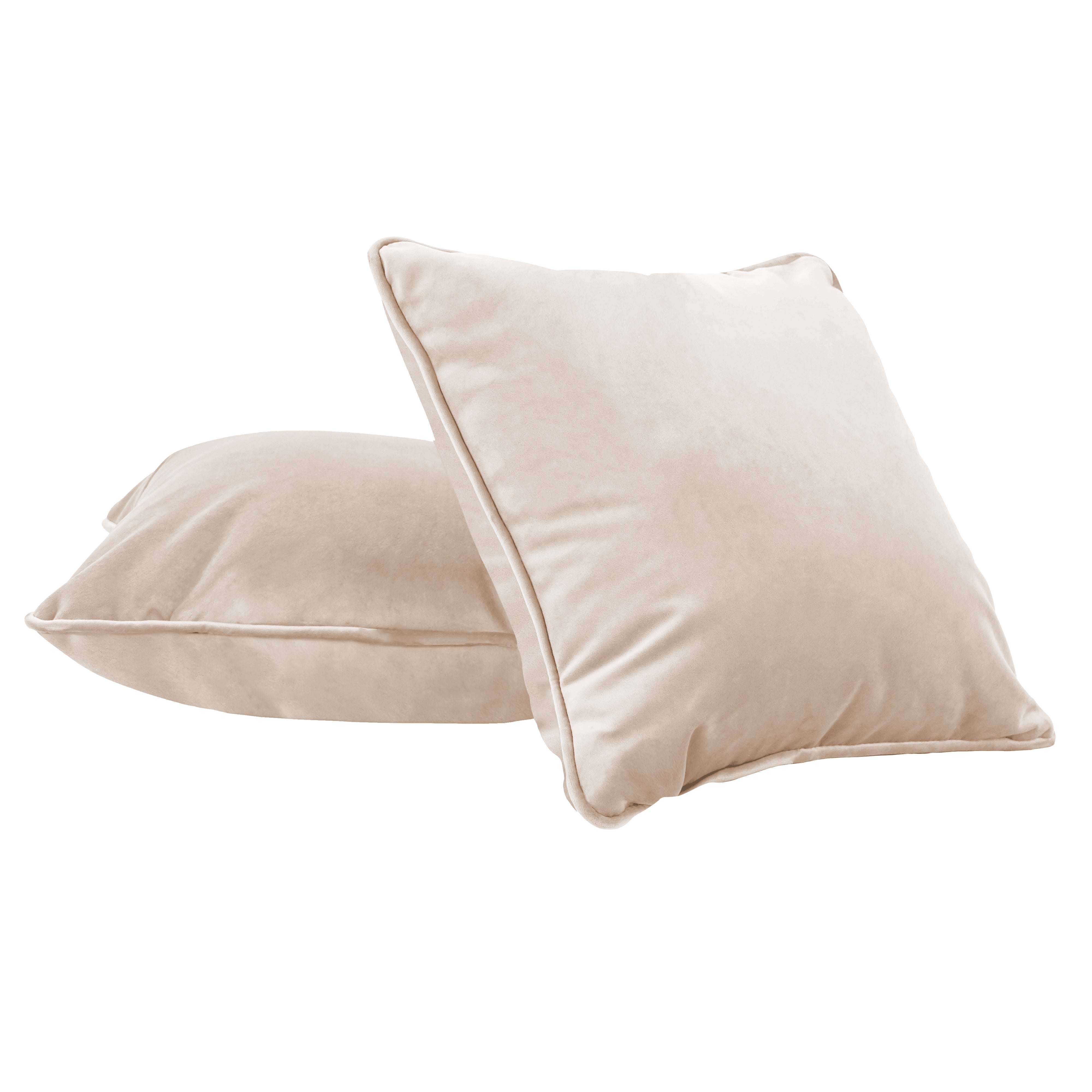 15" x 15" Square Microfiber Pillow with Piping, 2-Piece - Beige
