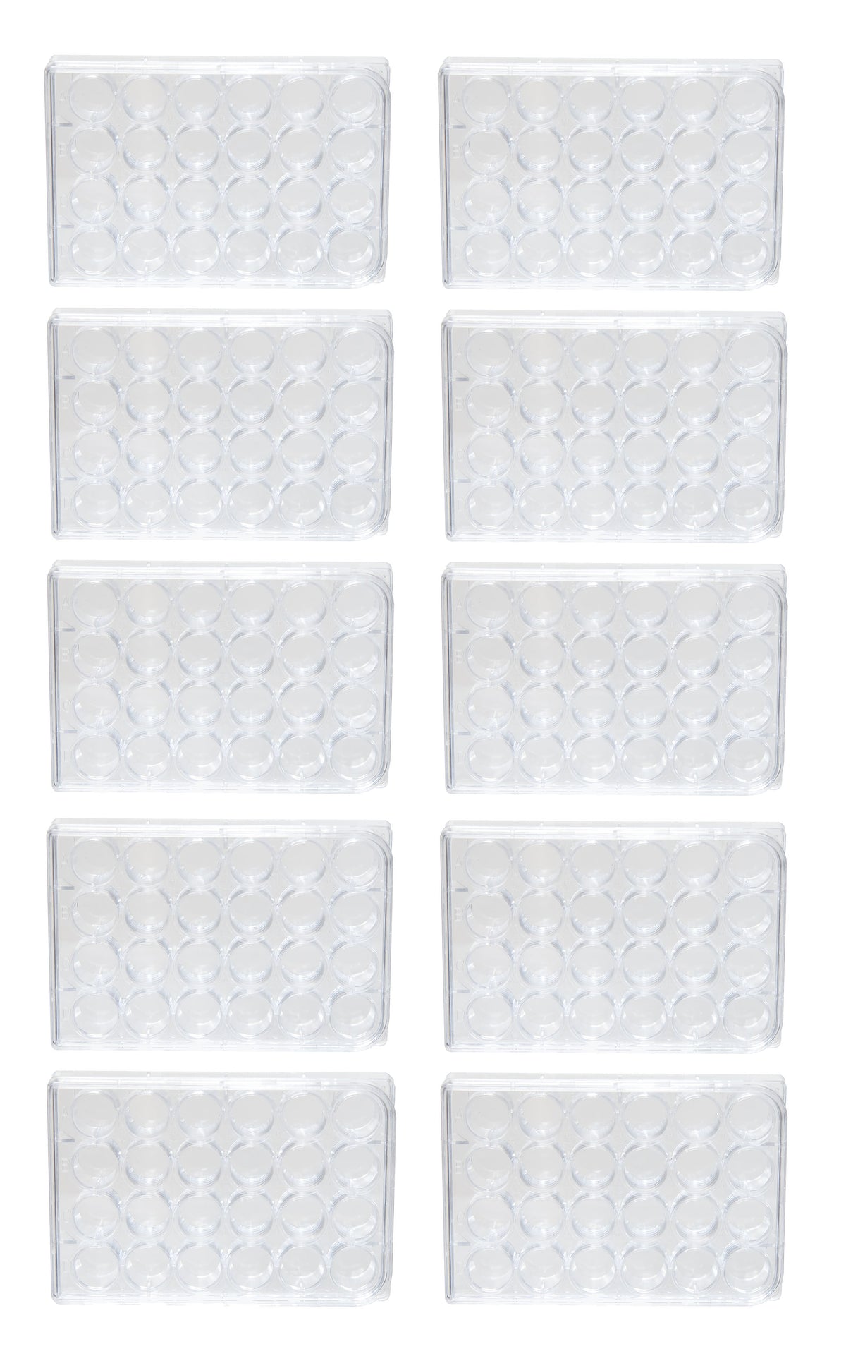 Microplate with 24 Wells and Lid, Clear Polystyrene, Pack of 10