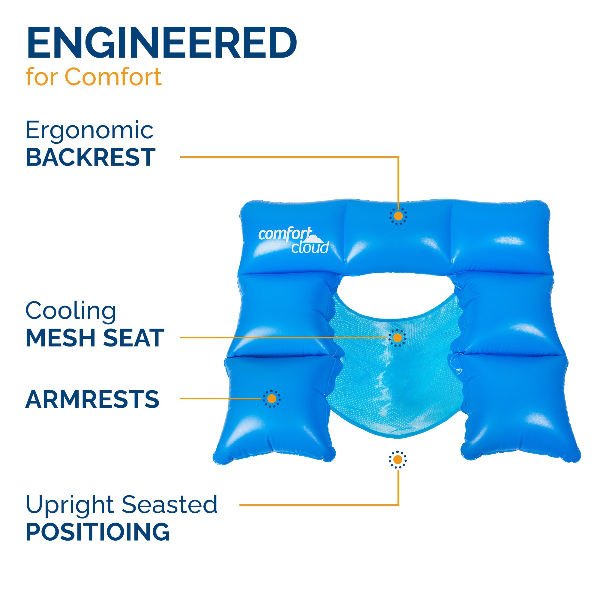 Swimways Comfort Cloud Sling Seat Pool Chair with Fast Inflation & Arm Support, Inflatable Pool Floats for Adults