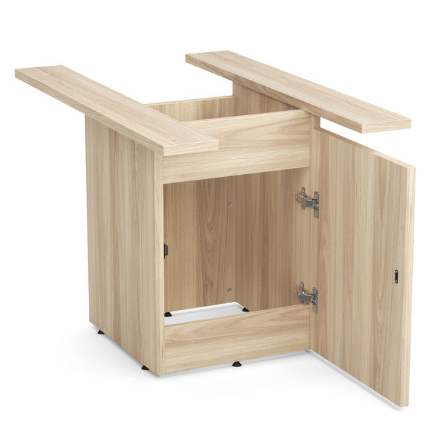 OfficeSource Conference/Multi-Purpose Board Table Cube Base With Access Door - American Elm