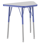 18" x 30" Trapezoid T-Molding Activity Table with Adjustable Standard Swivel Glide Legs - Gray/Blue