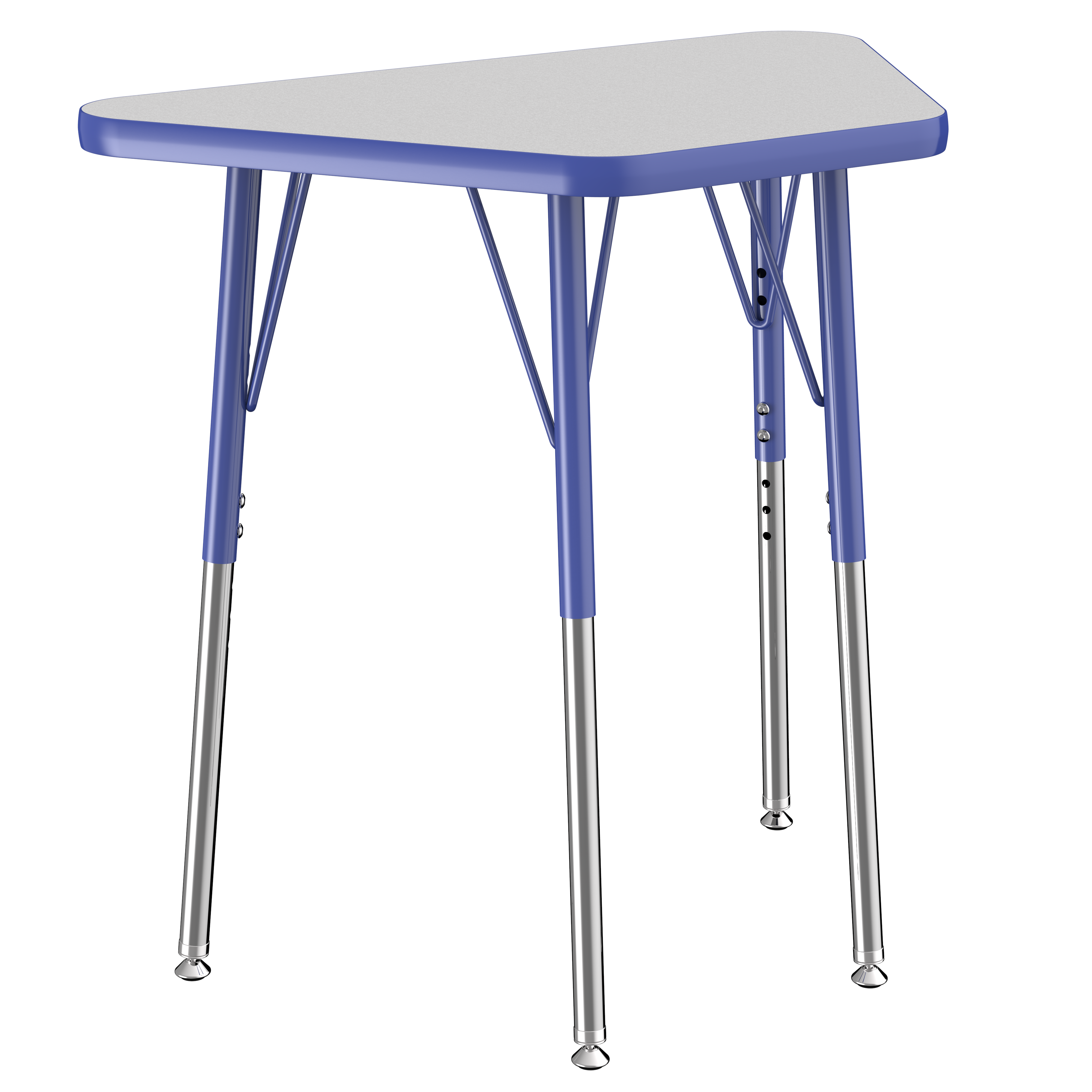 18" x 30" Trapezoid T-Molding Activity Table with Adjustable Standard Swivel Glide Legs - Gray/Blue