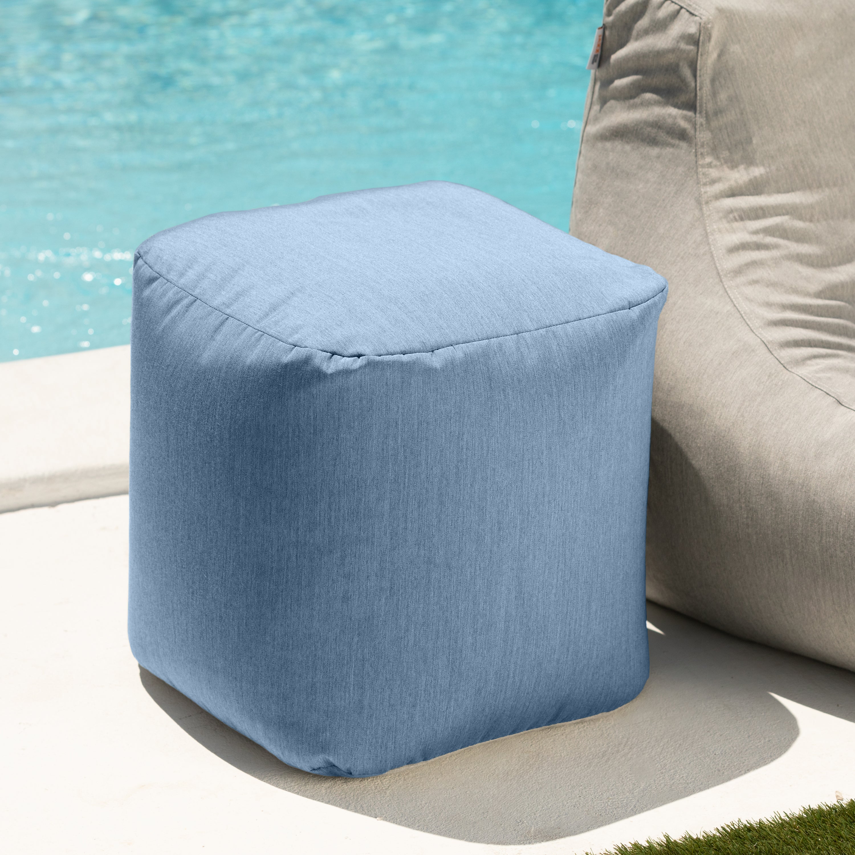 Jaxx Luckie Outdoor Patio Bean Bag Ottoman, Ocean