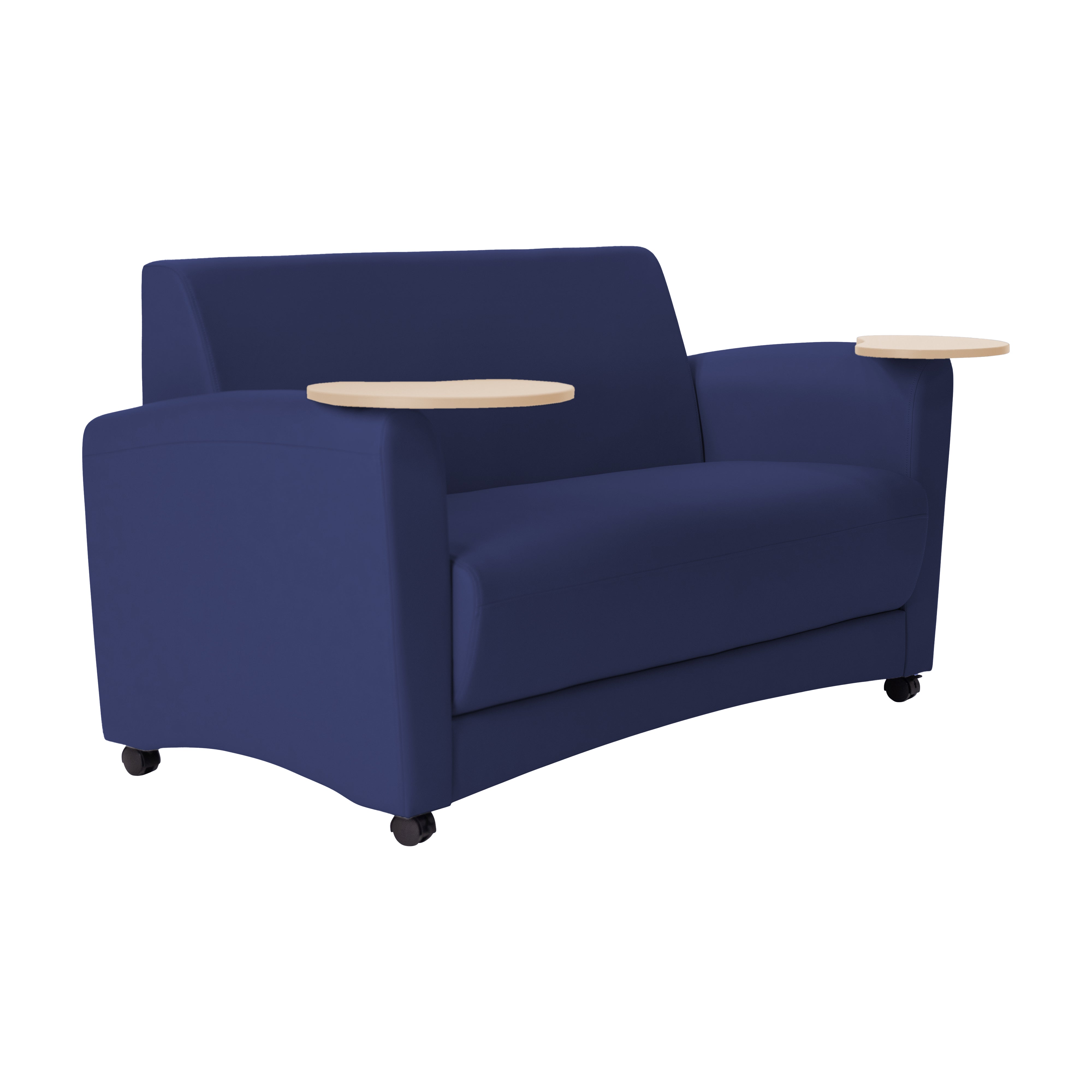 Pro Series Upholstered Common Area Sofa with Tablet - Navy/Maple Grain
