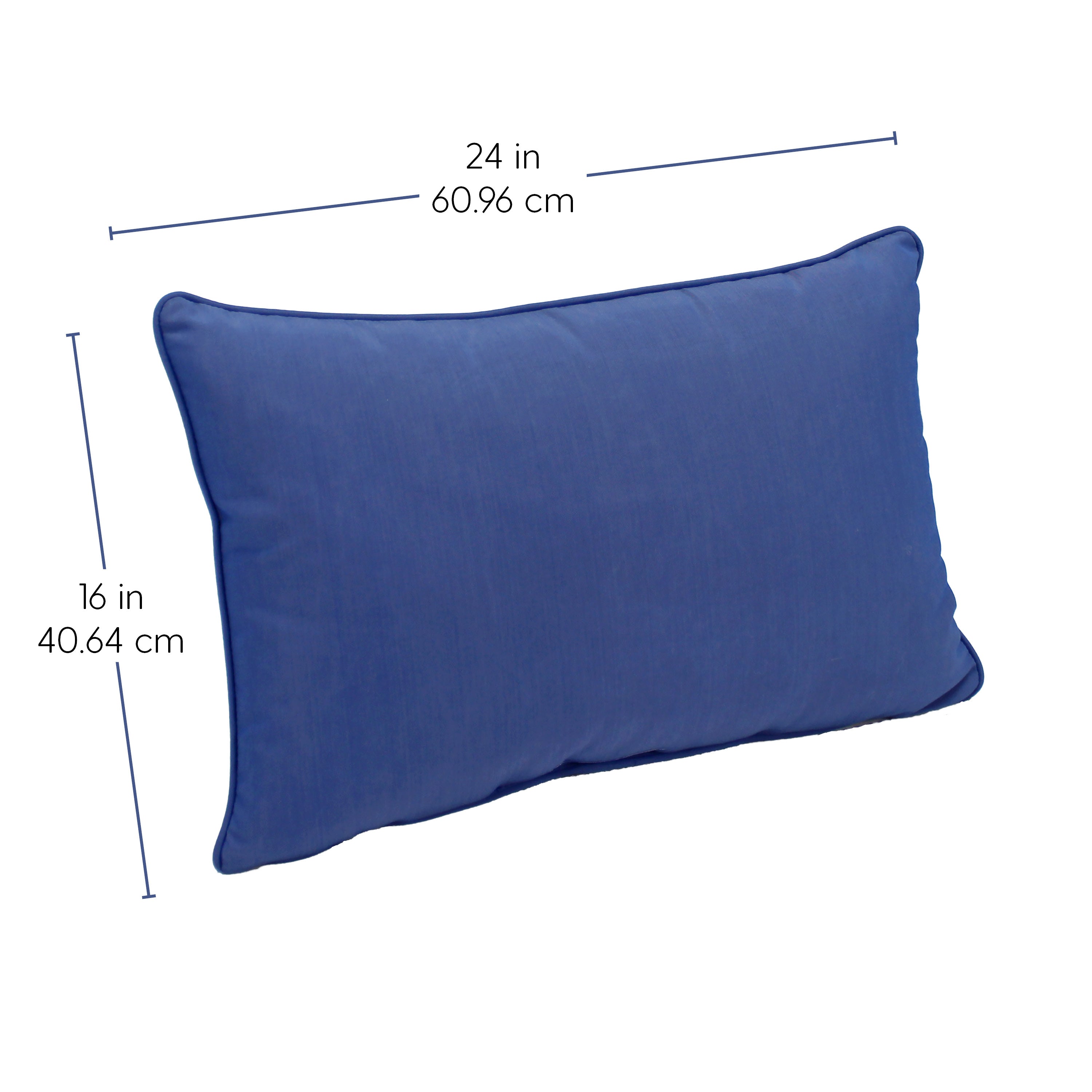 Presidio 16" x 24" Lumbar Indoor/Outdoor Pillow with Piping, 2-Piece - Denim Blue