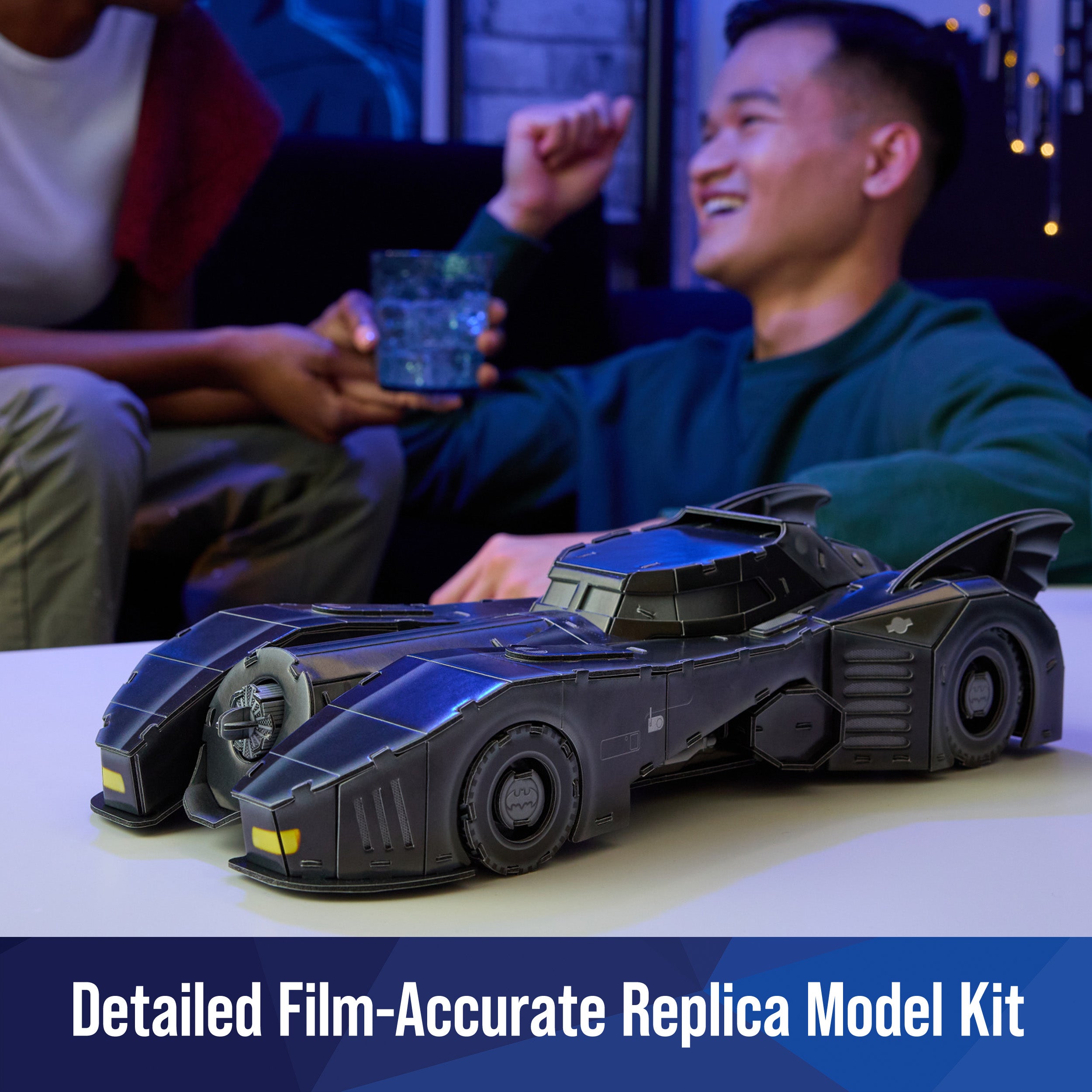 4D Build, DC Batman Retro Batmobile 3D Model Kit with Stand, Batman Collectibles & Desk Décor, Adult Puzzle, Building Toys, 3D Puzzles for Adults & Teens, 202 Pieces, for Ages 12 & Up