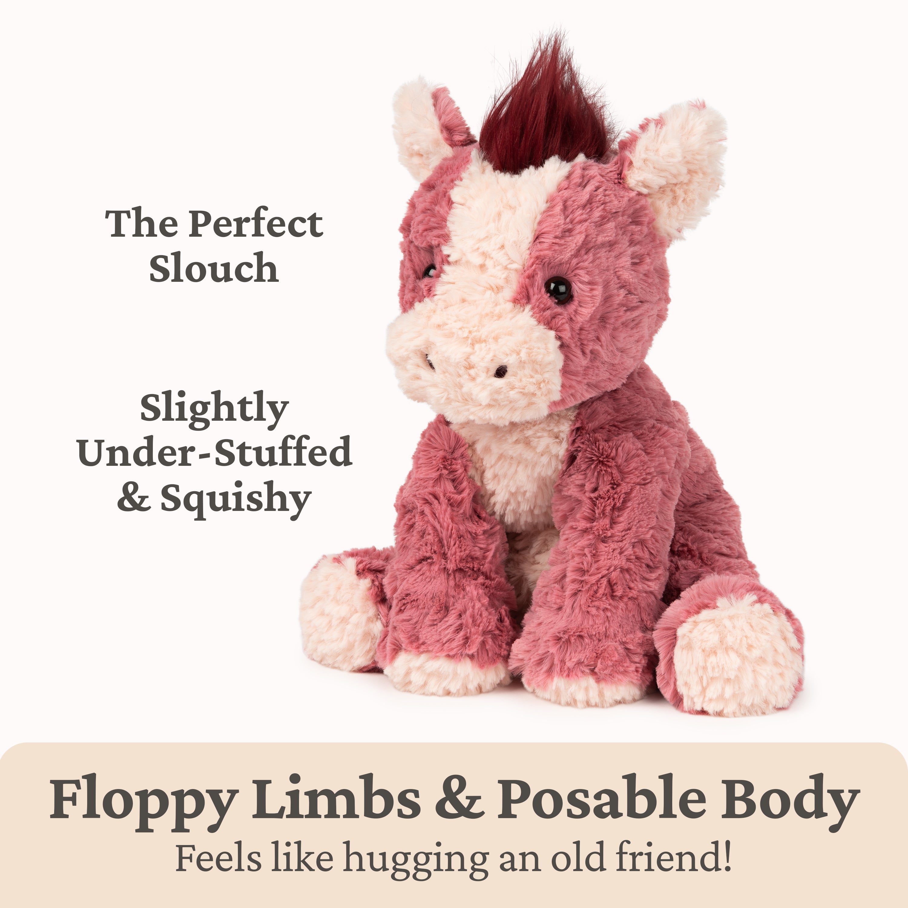 GUND Cozys Collection Horse Stuffed Animal, Spring Decor, Plush Toy for Ages 1 and Up, Pink/Red, 10”